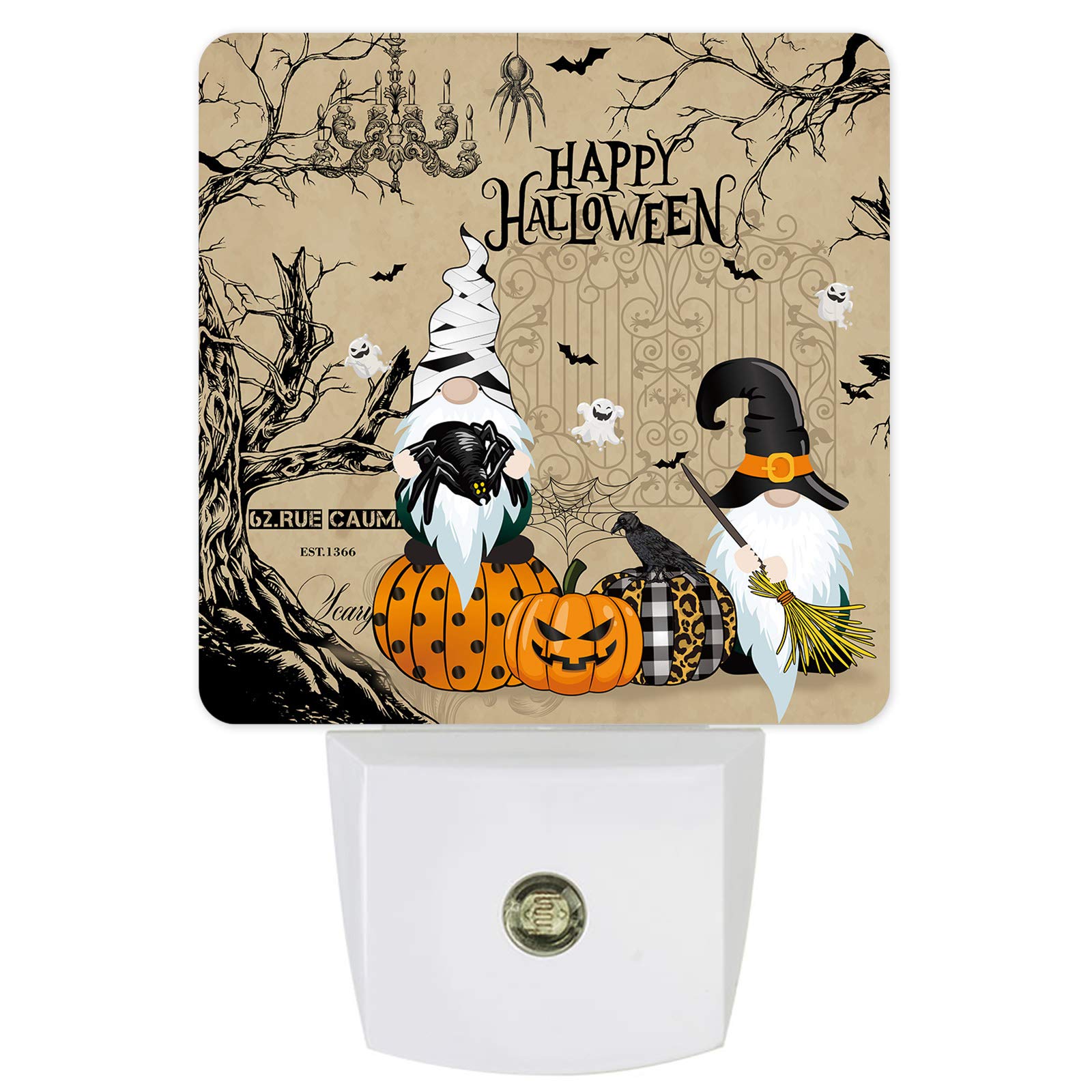 **LED Night Light for Kids - Plug-in Wall Light with Dusk-to-Dawn Sensor, Halloween Gnome & Pumpkin Ghost Design - Perfect for Nursery, Bedroom, Bathroom, Hallway & Stairs - Home Decor & Safety Lighting**