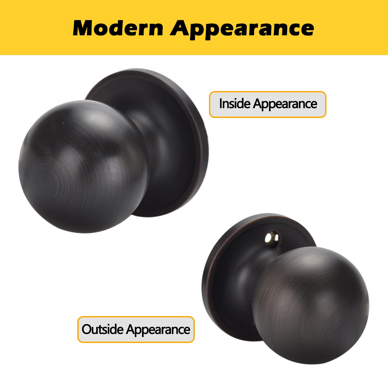 Oil Rushed Bronze Non-Locking Passage Door Knobs - Left or Right Handed - Hall & Closet Door Handles (1 Pack) - Perfect for Bedrooms, Bathrooms & Interior Doors