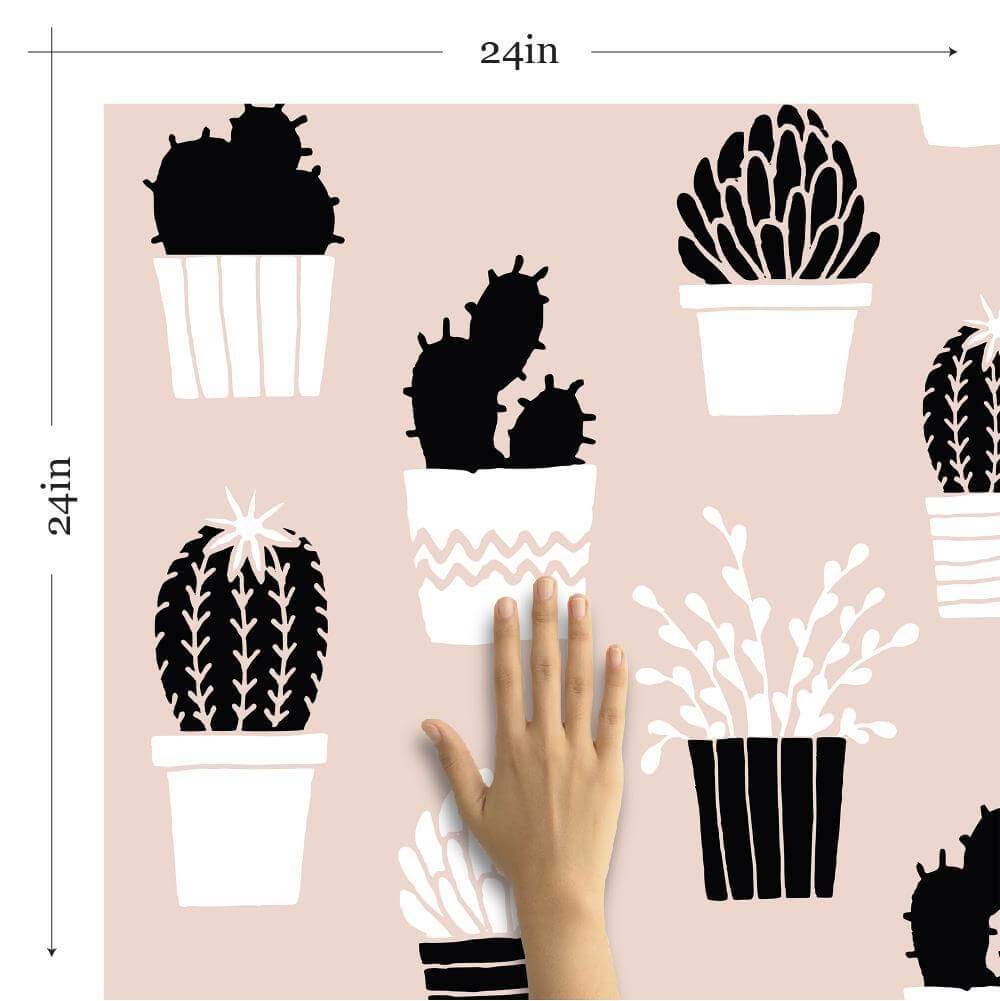 Peach & Black Tropical Peel and Stick Removable Wallpaper - Self-Adhesive Decorative Wall Covering for Bedroom, Living Room, Nursery & Home Decor