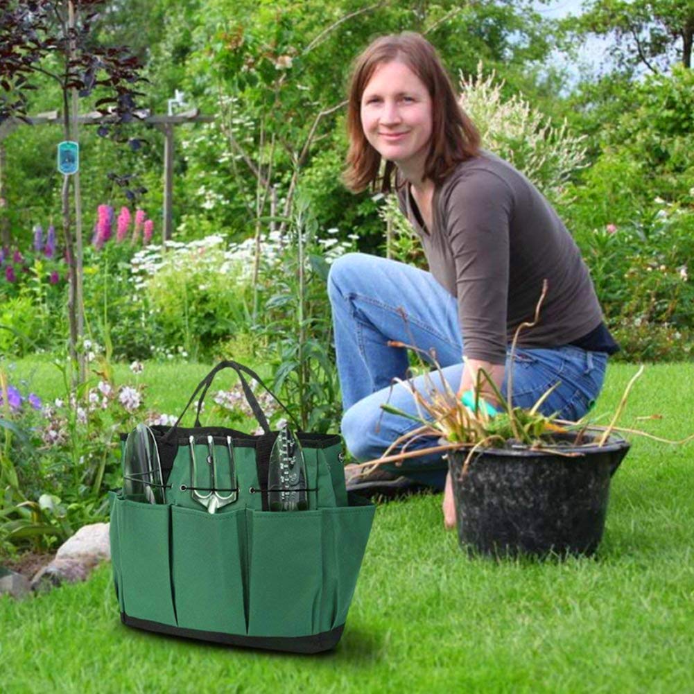 Heavy Duty Gardening Tool Tote Bag with 8 Pockets for Indoor & Outdoor Use