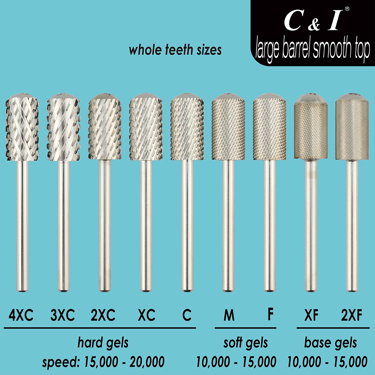 Professional C & I Nail Drill Machine - Smooth Top Large Barrel Edition, Electric Nail File for Quick Gel & Acrylic Nails Removal (Double Fine 2XF) - Perfect for Salon, Home Manicure & Nail Art