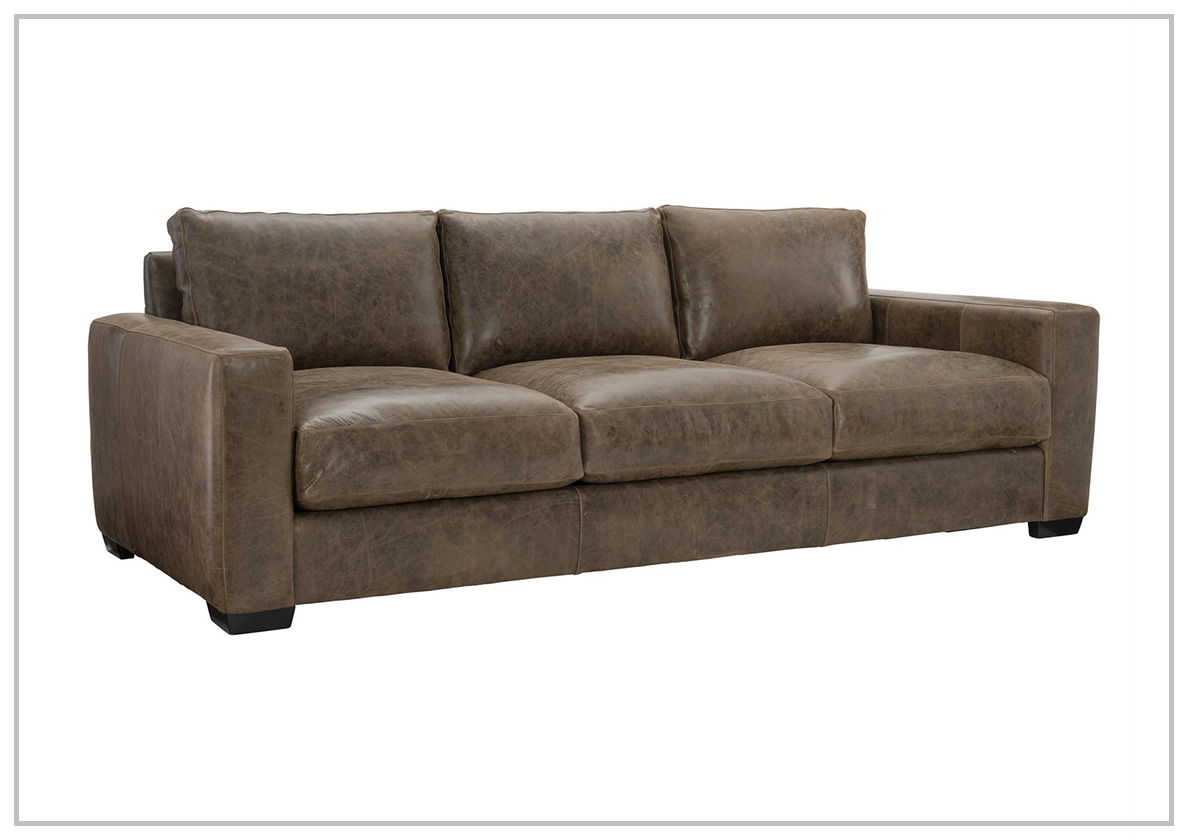 Bernhardt Dawkins Genuine Leather Sofa with Walnut Finish - Luxurious Living Room Furniture for Home & Office