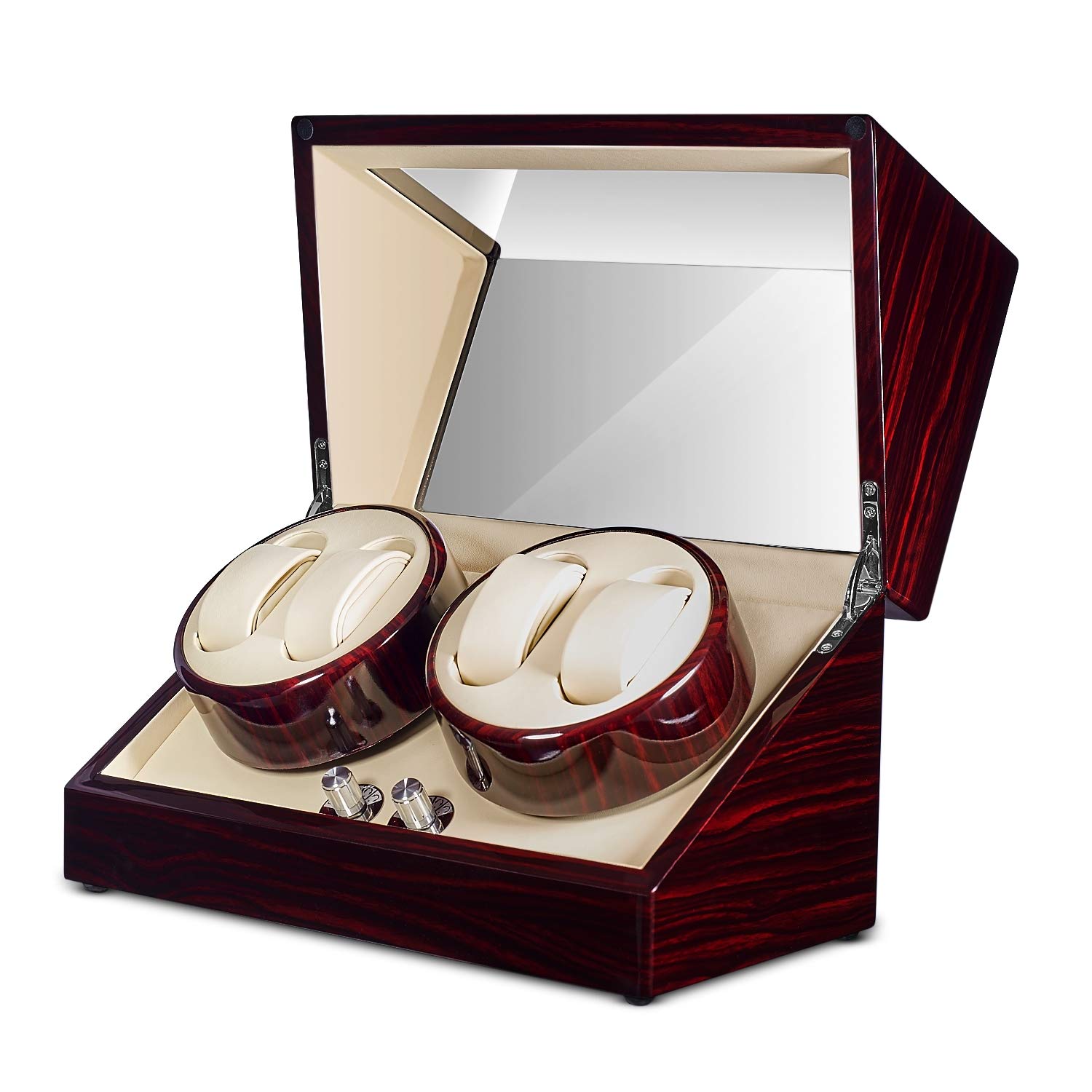 JQUEEN Automatic Quad Watch Winder with Double Quiet Mabuchi Motors - Premium Watch Storage & Display Case for Luxury Watches - Perfect for Watch Collectors & Enthusiasts