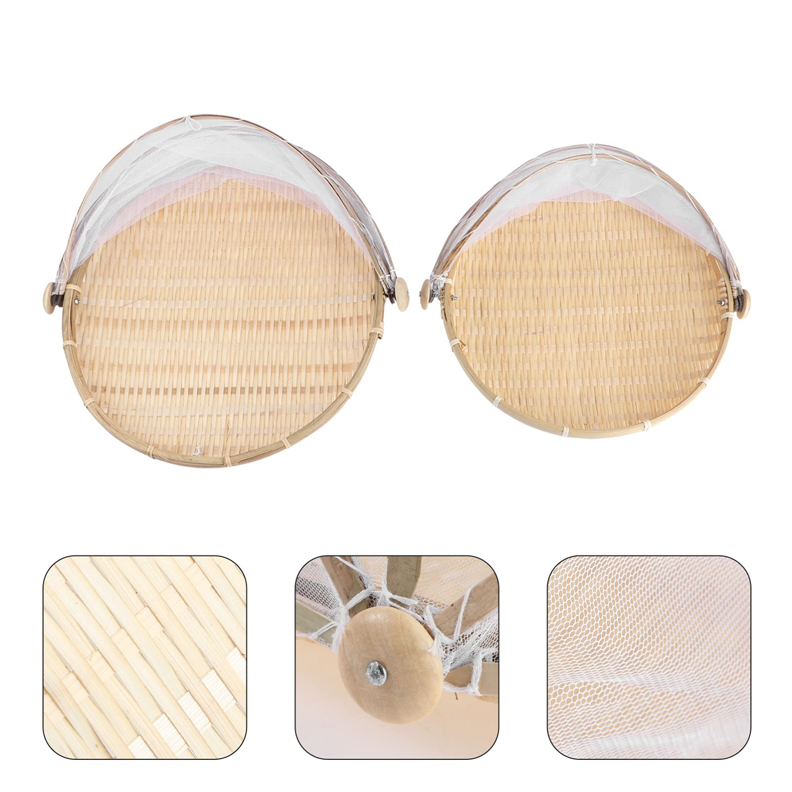 2-Pack Bamboo Storage Baskets with Lids - Eco-Friendly Food Containers for Picnics, Desserts, Bread & Vegetables | Perfect for Outdoor Dining, Kitchen Organization & Party Serving