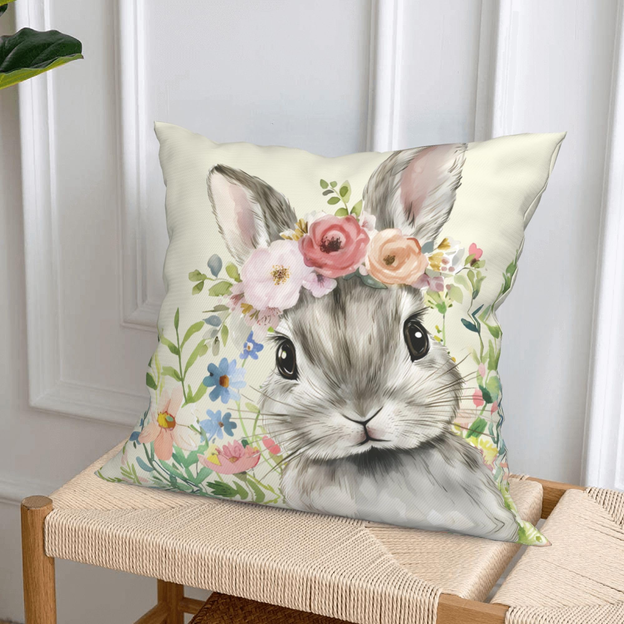Easter Throw Pillow Covers Set of 4 - 18x18 Inch Decorative Cushion Covers for Sofa, Couch, Bedroom - Spring Home Decor & Holiday Living Room Accents - Perfect for Easter Celebrations and Seasonal Home Styling