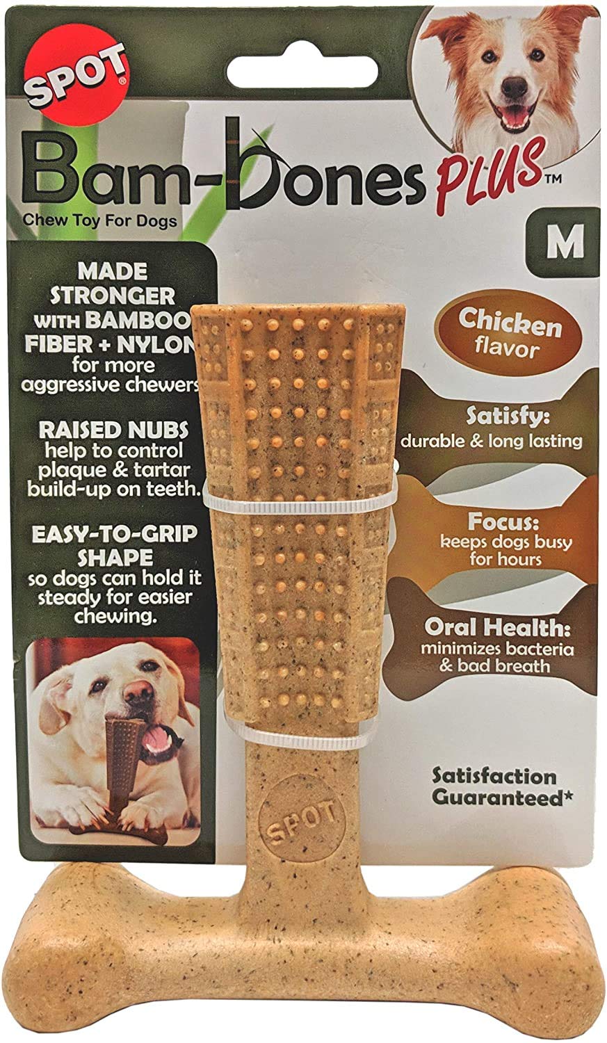 Ethical Pet 3 Pack Bambones Plus Dog Chew Toys - Medium 6 Inch Chicken Flavor Natural Dental Treats for Dogs - Perfect for Teething, Training & Playtime at Home or Outdoors