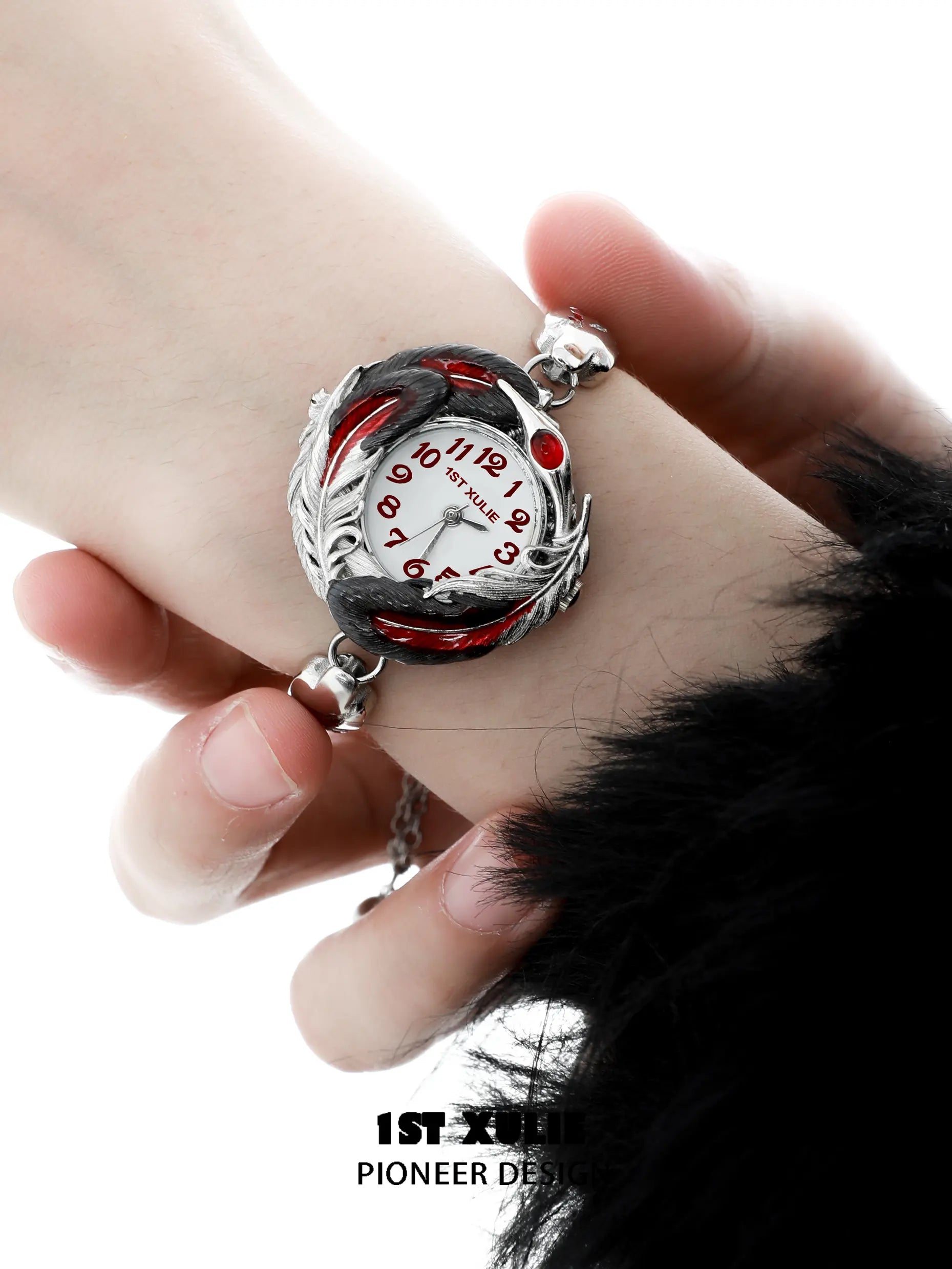 18K Platinum Feather Quartz Watch for Women - Elegant Luxury Timepiece with Crane Design - Perfect for Gifts, Weddings & Special Occasions
