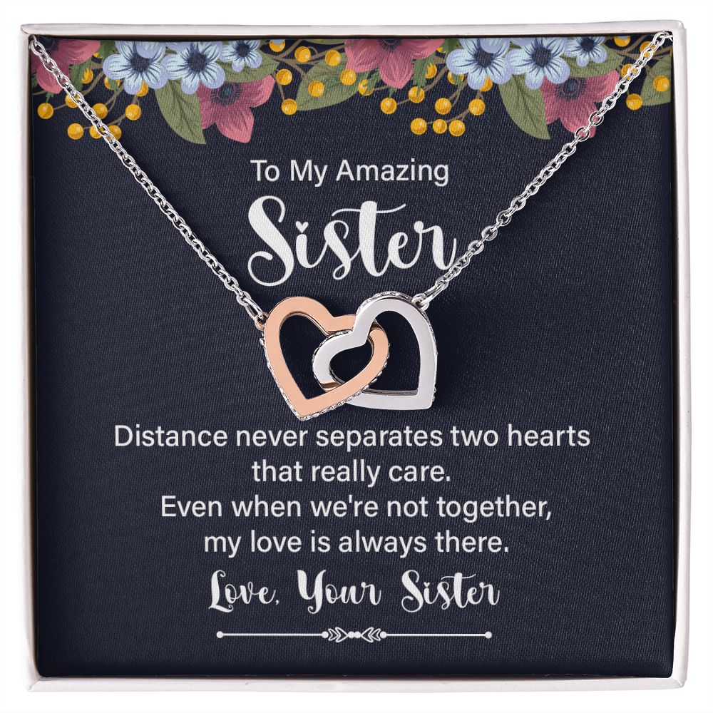 Interlocking Hearts Necklace for Sister - Elegant Christmas & Birthday Gift for Women - Perfect for Anniversaries, Valentine's Day & Special Occasions