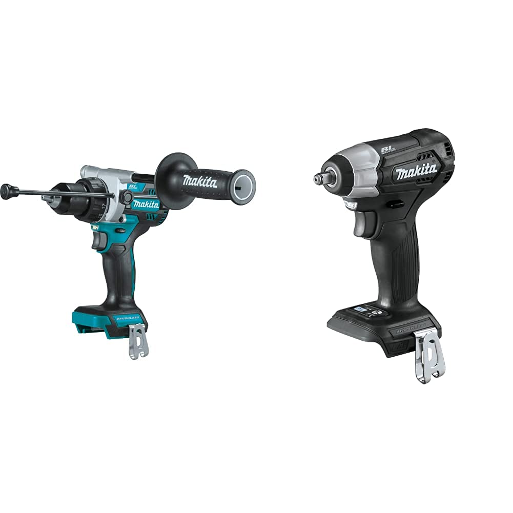 Makita XPH14Z 18V LXT Brushless Cordless Hammer Drill & XWT12ZB 18V LXT Brushless Impact Wrench Combo - Powerful Lithium-Ion Tools for Professional Construction, Woodworking, and DIY Home Improvement Projects