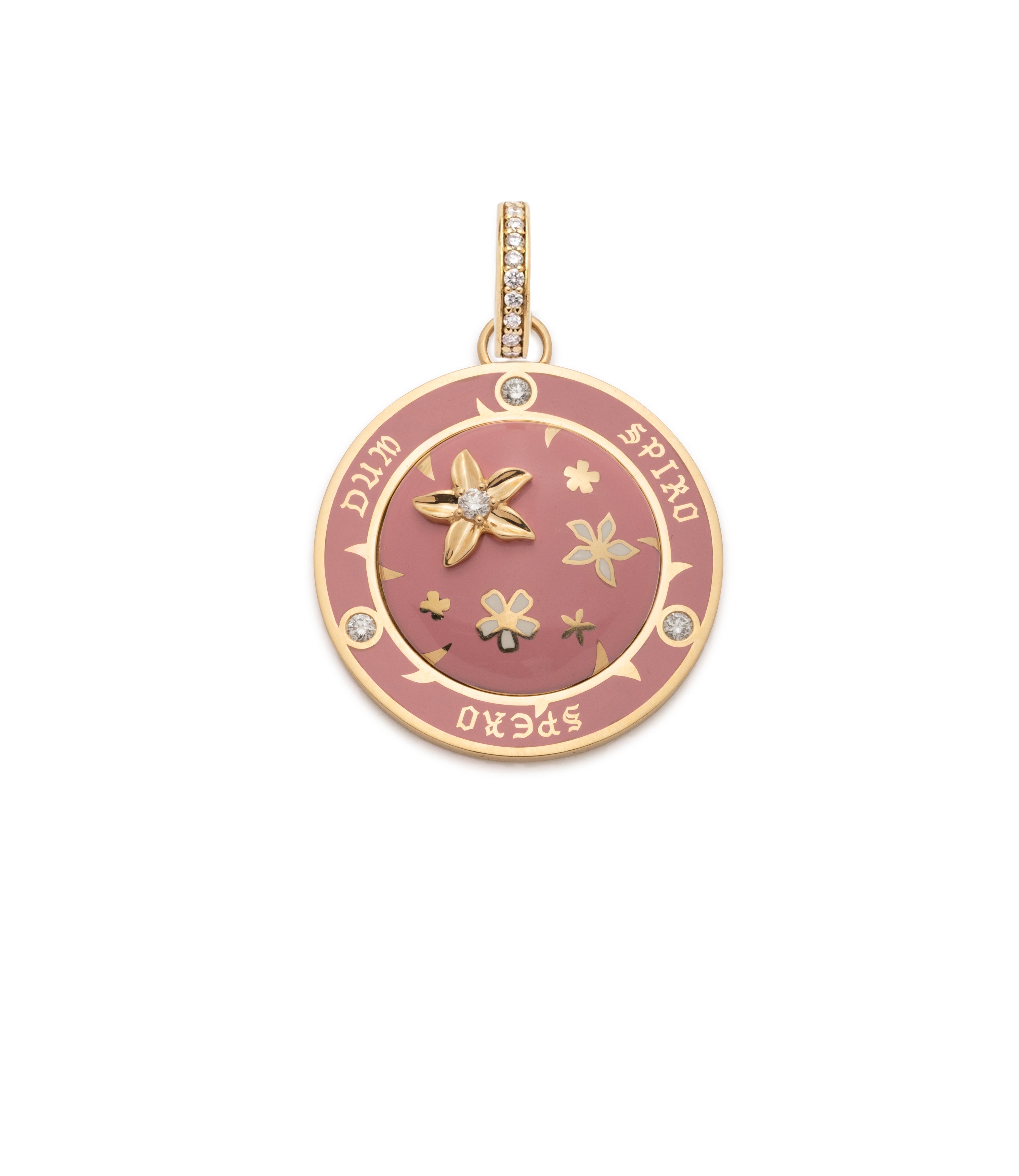 Resilience Large Ceramic Medallion Pendant - 18K Yellow Gold with Diamond Accents & Annex Link Chain | Elegant Jewelry Gift for Women, Perfect for Weddings & Special Occasions