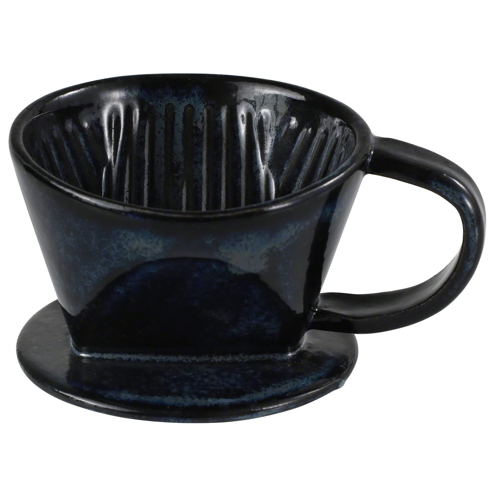 Premium Dark Navy Blue Ceramic Pour Over Coffee Maker Set - Slow Brew Dripper with 3-Hole Design for Perfect Coffee & Tea | Includes Paper Filter Holder | Ideal for Home Brewing, Office Use & Gift Giving