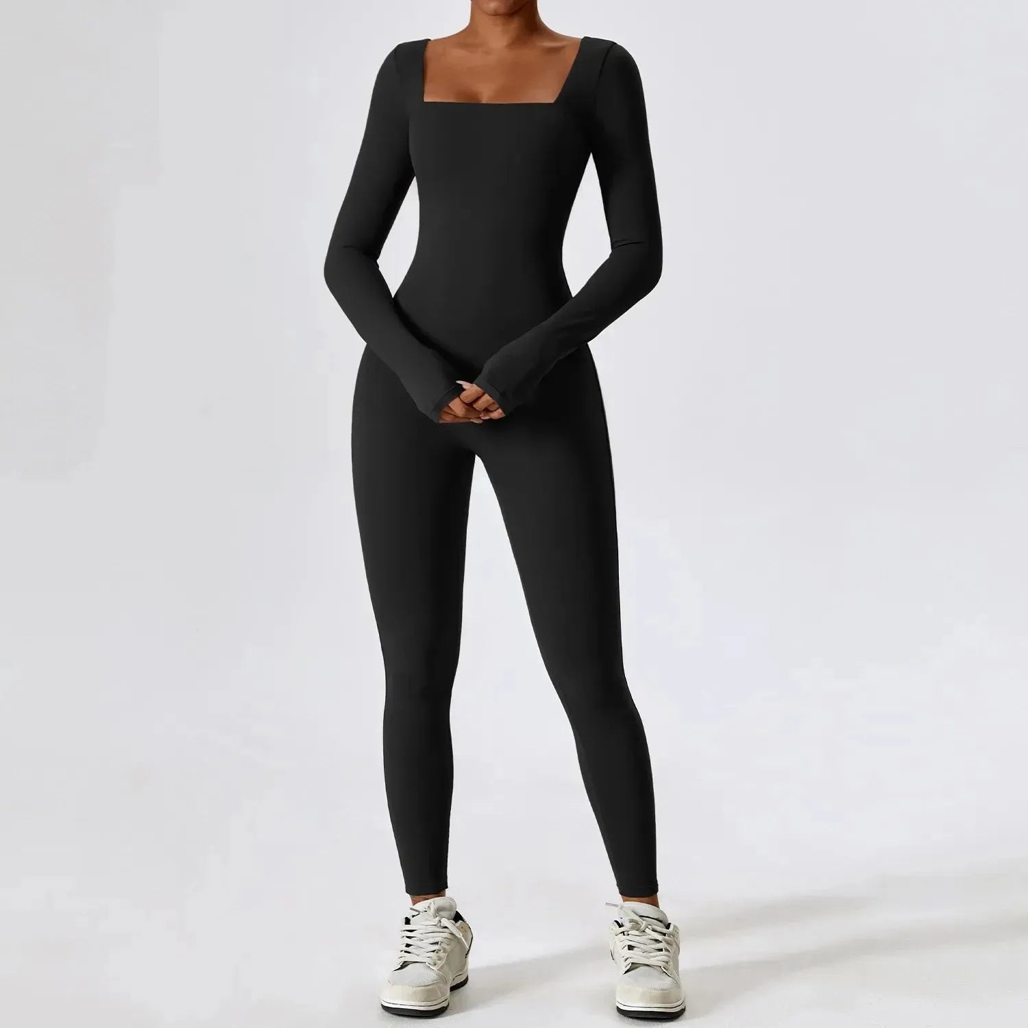 Women's Seamless Long Sleeve Yoga Jumpsuit - Gym Workout Bodysuit for Fitness, Running & Push Ups | Breathable Sportswear for Yoga, Pilates & Home Exercises