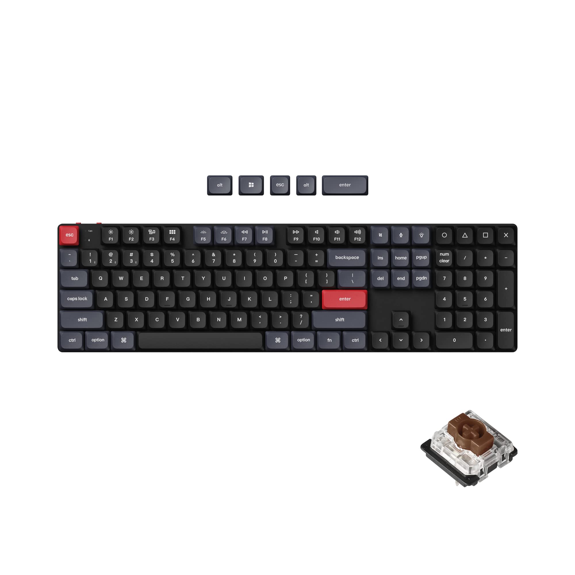 Keychron K5 Pro Ultra-Slim Wireless Mechanical Keyboard - 108 Keys Custom Programmable with Low-Profile Gateron Brown Switch, White LED Backlit PBT Keycaps for Mac Windows Linux | QMK/VIA Support | Perfect for Home Office, Gaming & Programming