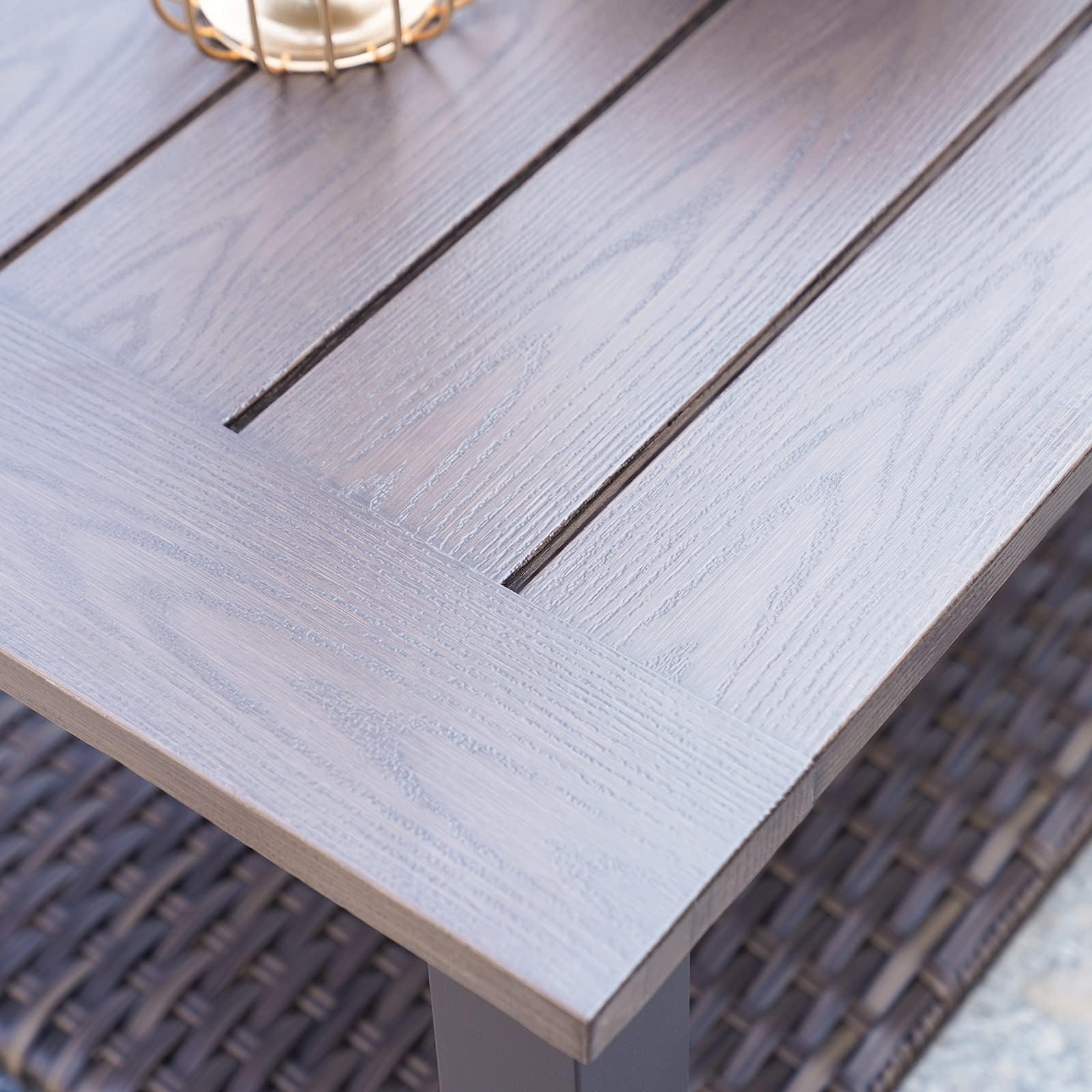 40-inch Modern Outdoor Coffee Table with Wicker Shelf Storage - Rectangle Faux Wood Patio Table for Conversation Sets | Durable Weather-Resistant Design for Backyard, Deck & Poolside Relaxation