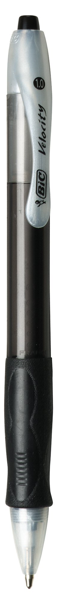 BIC Velocity Retractable Ballpoint Pens - Medium Point 1.0mm, Black Ink, 12-Pack with Comfortable Grip - Ideal for Office, School, Note Taking & Everyday Writing