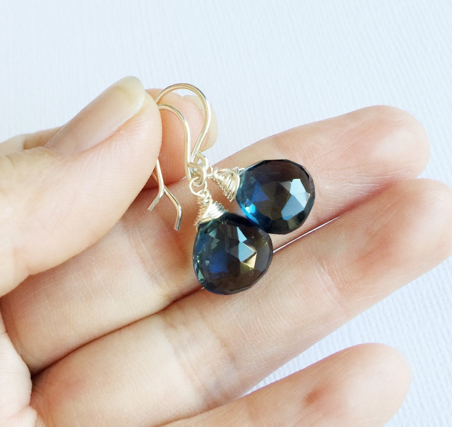 Kala London Blue Quartz Earrings (E258) - Elegant Gemstone Jewelry for Women, Perfect for Parties & Special Occasions