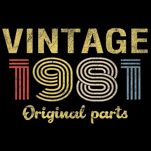 Vintage 1981 Retro 44th Birthday Gift T-Shirt for Men - Original Parts Design - Perfect for 44th Birthday Parties & Celebrations