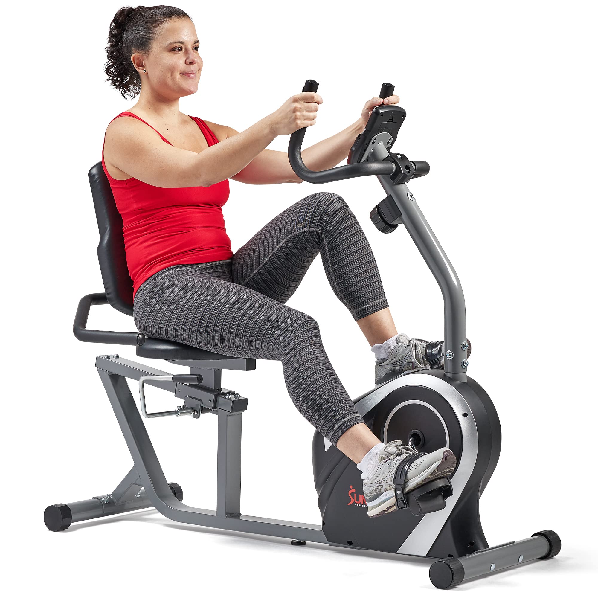 **Sunny Health & Fitness SF-RB4616 Magnetic Recumbent Exercise Bike with 300 lbs Weight Capacity, Adjustable Seat, LCD Monitor & Heart Rate Tracking - Ideal for Home Gym, Low-Impact Cardio & Rehabilitation**