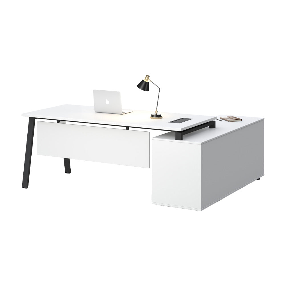 ASPEN Executive Desk Reversible 220-240cm White & Black - Modern Office Desk for Home & Business Workspace