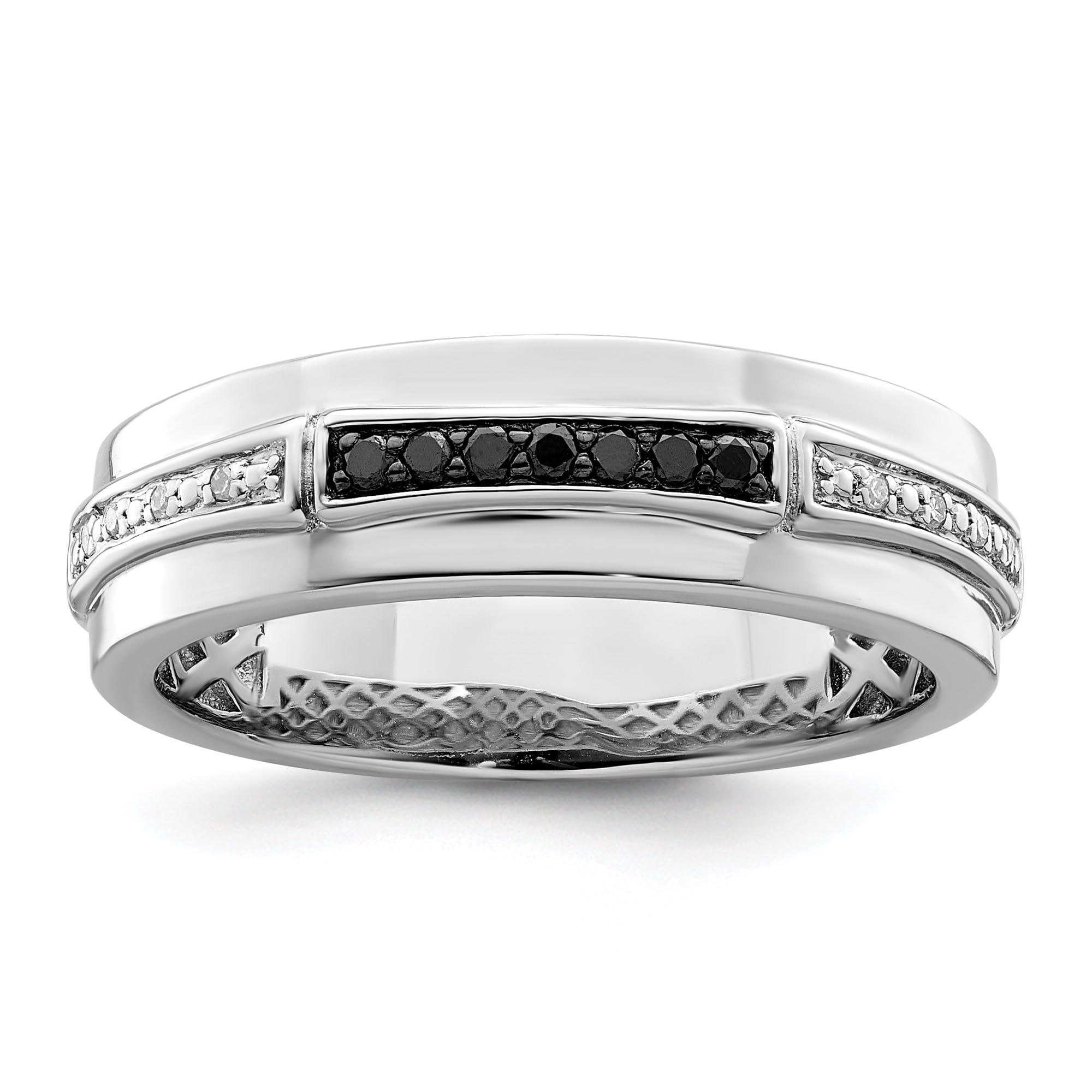 925 Sterling Silver Men's Ring with White & Black Diamonds | Elegant Wedding Band, Anniversary Gift for Him, Engagement Ring, Promise Ring | IceCarats