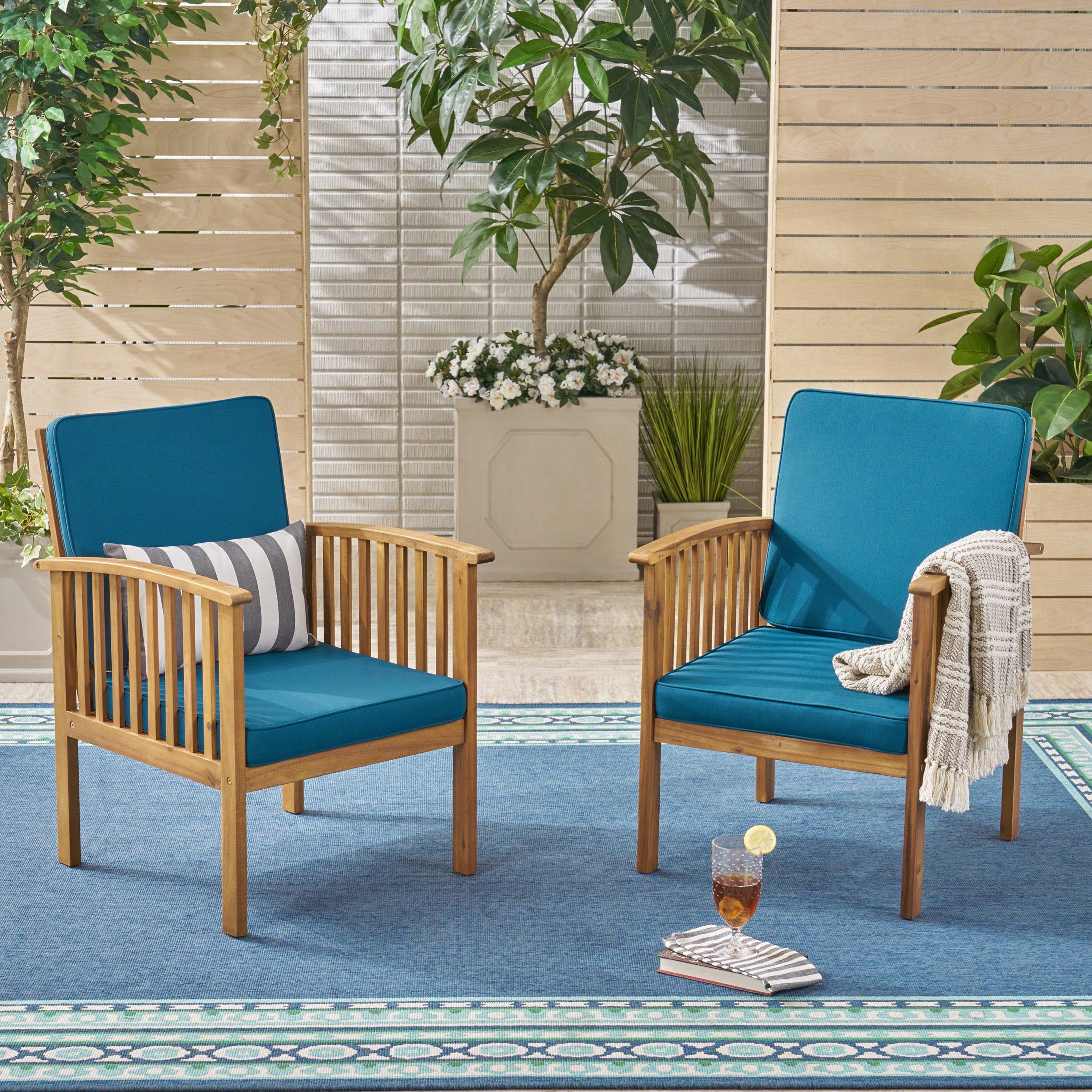 CASA ACACIA Modern Club Chair Set of 2 - Mid-Century Style Accent Chairs for Living Room, Lounge, or Office - Comfortable Upholstered Armchairs with Wooden Legs