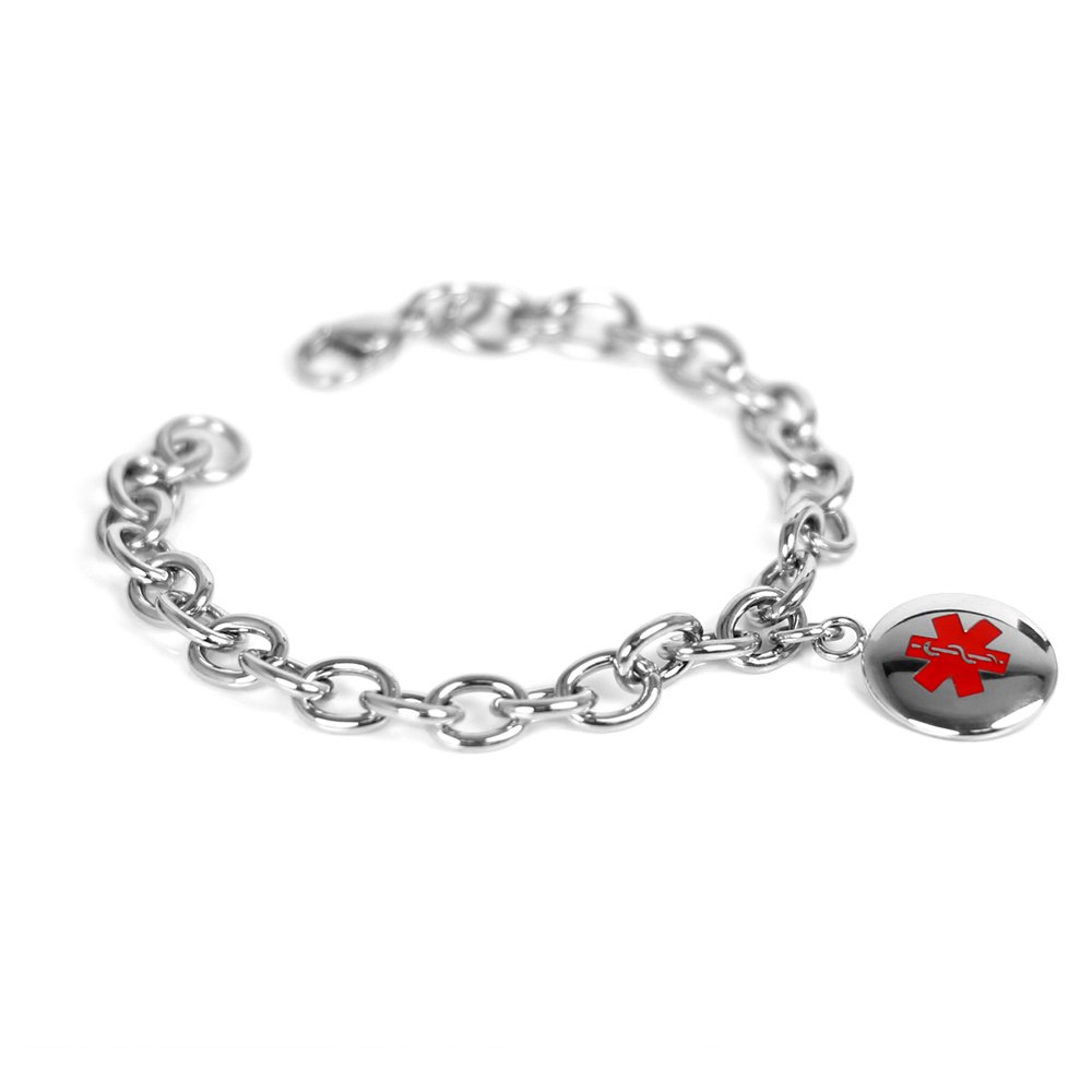 Custom Engraved Women's Medical ID Bracelet with O-Link - Personalized Stainless Steel Alert Jewelry for Allergies, Diabetes & Emergency Info - Perfect for Nurses, Doctors & Daily Wear