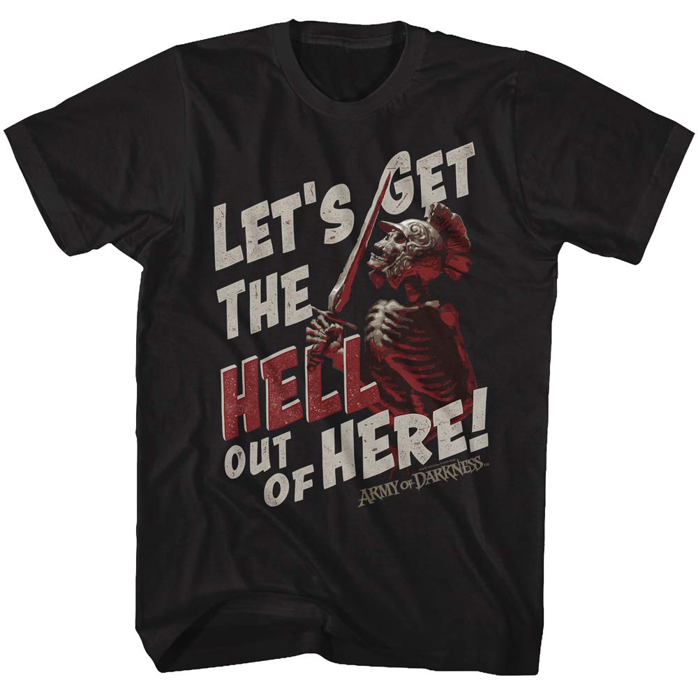 Army of Darkness Fantasy Cult Movie T-Shirt - 'Let's Get The Hell Out of Here' Graphic Tee for Men & Women | Perfect for Movie Fans, Halloween Costumes & Geek Culture