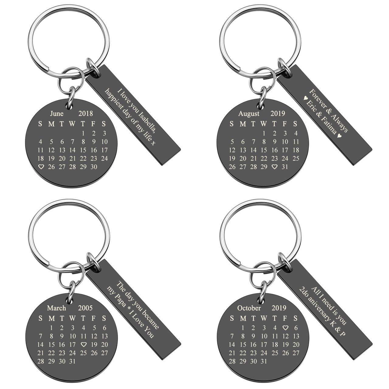 Personalized Custom Name & Date Stainless Steel Dog Tag Keychain - Engraved Calendar Pendant for Best Friend, Family & Loved Ones | Perfect Gift for Anniversaries, Birthdays & Special Occasions