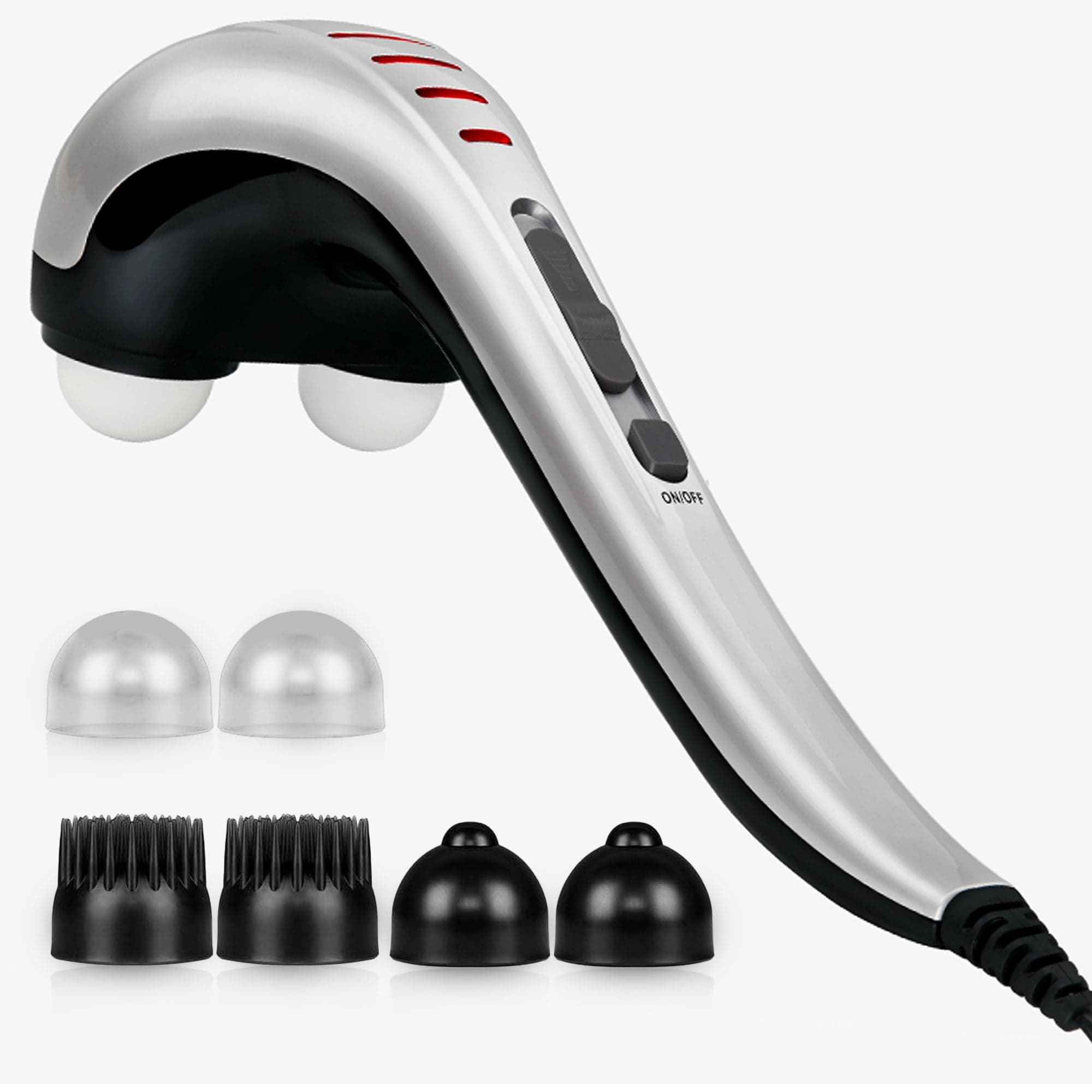 Dr Physio USA Double Head Deep Tissue Massager for Back, Neck & Shoulder Pain Relief - Electric Body Massage Machine with Heat for Muscle Relaxation & Recovery - Perfect for Home, Office & Travel Use