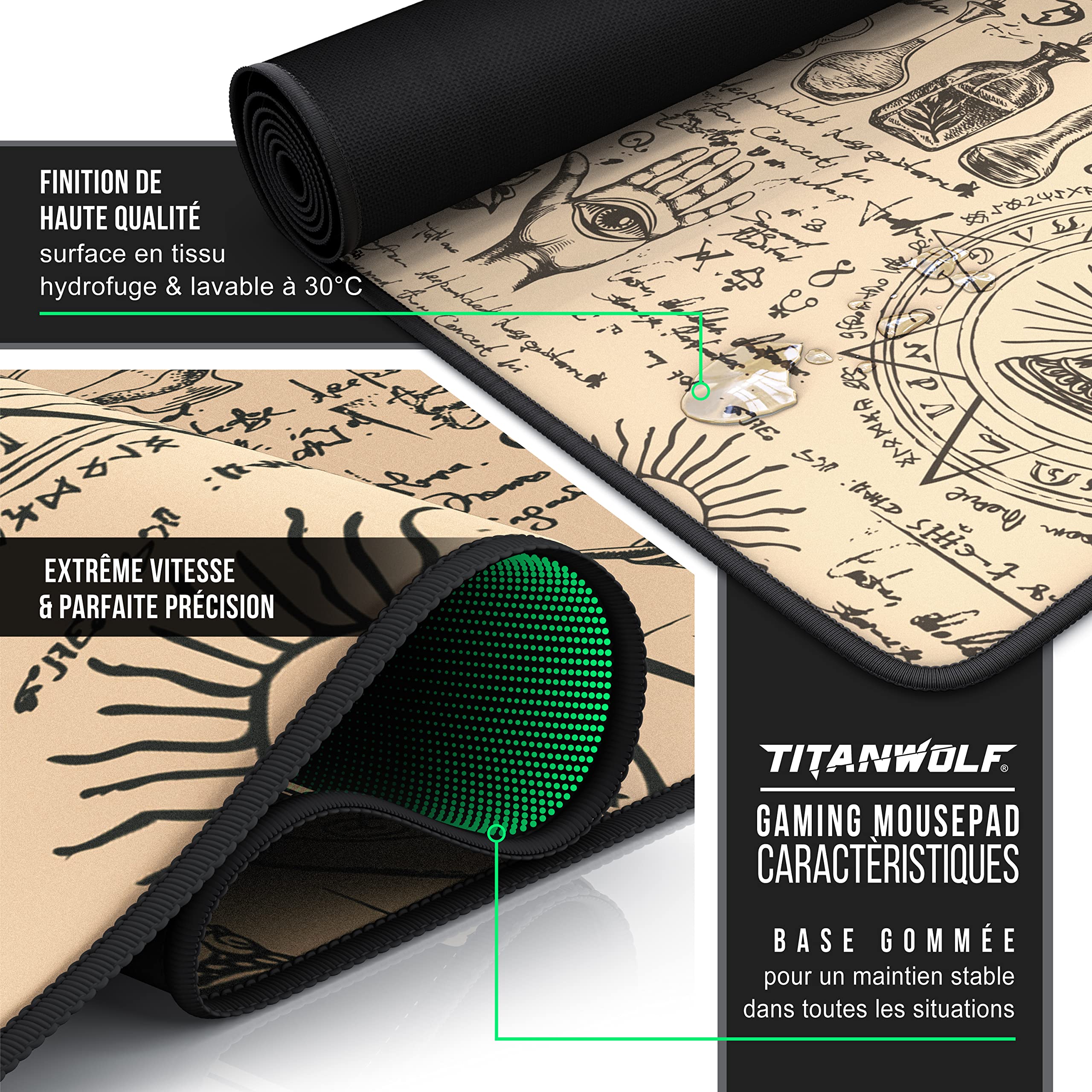 TITANWOLF XXL Gaming Mouse Pad - 35.4x15.7 Inch Large Desk Mat with Non-Slip Base | High Precision & Speed Surface for Gaming Mice (Roccat, Razer, Logitech) | Perfect for PC, Laptop & Office Workstations