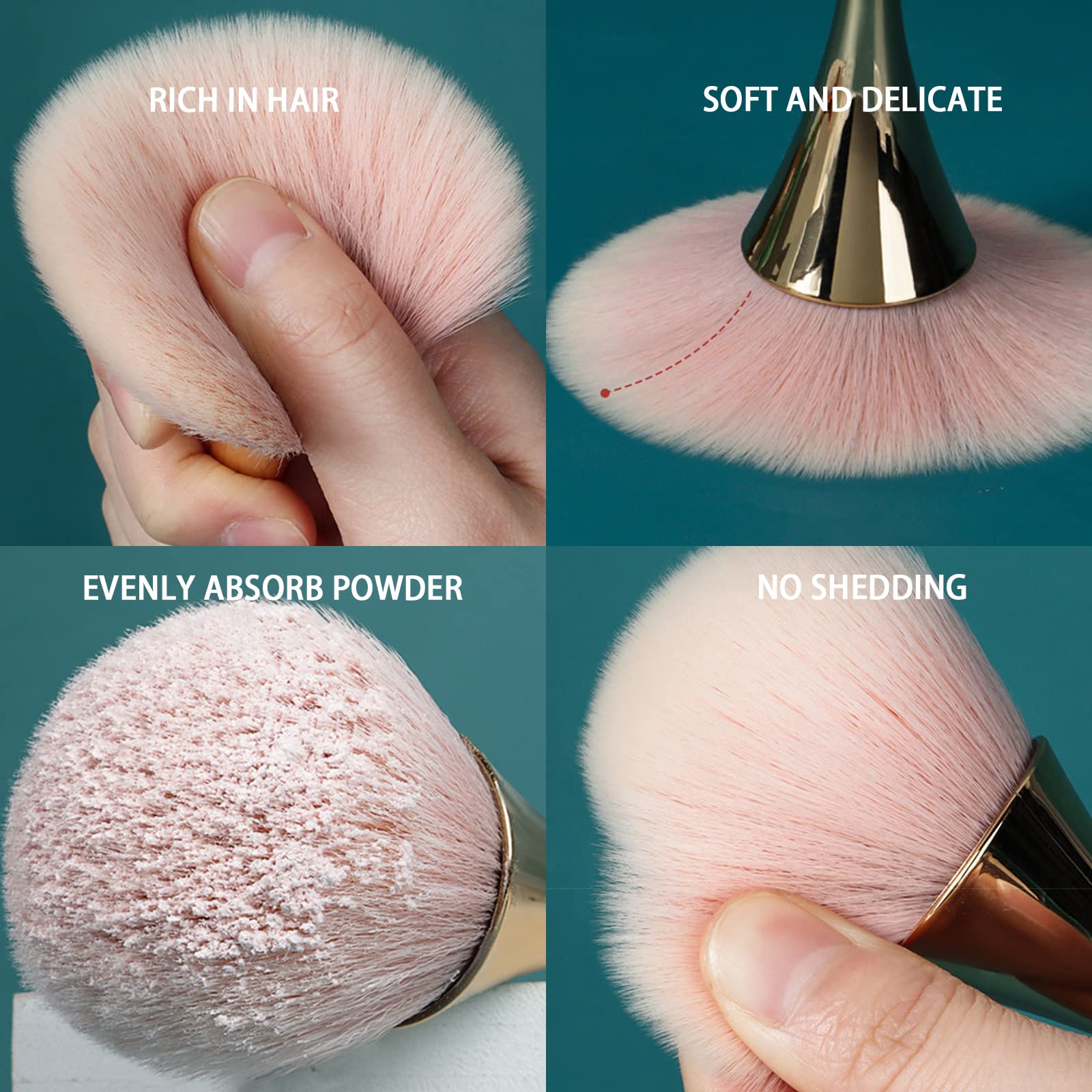 Premium Large Fluffy Nail Art Dust Brush - Professional Foundation Makeup Brush & Big Powder Brush for Face Blush - Soft White Makeup Brush Set for Daily Makeup & Professional Use - Perfect for Contouring, Baking, and Setting Makeup