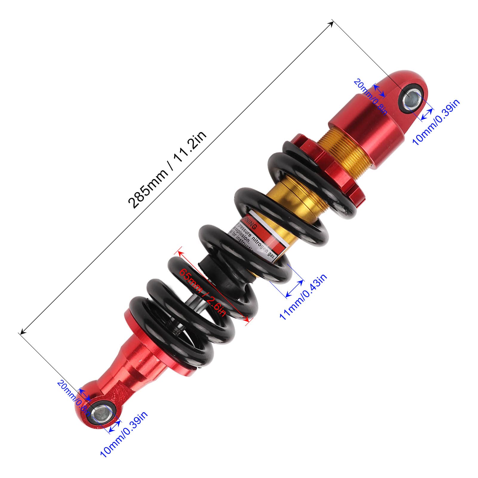 Adjustable Motorcycle Rear Shock Absorber - 320mm Long Heavy Duty Spring Suspension for 125cc Dirt Pit Bikes | Off-Road Riding & Trail Performance Upgrade