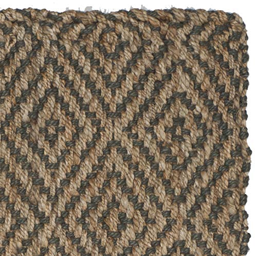 SAFAVIEH Handmade Jute Area Rug 6x9 Feet - Natural & Grey Braided Natural Fiber Rug for Living Room, Bedroom, Dining Room | Non-Slip, Durable & Eco-Friendly Floor Mat for High Traffic Areas (NF181D)
