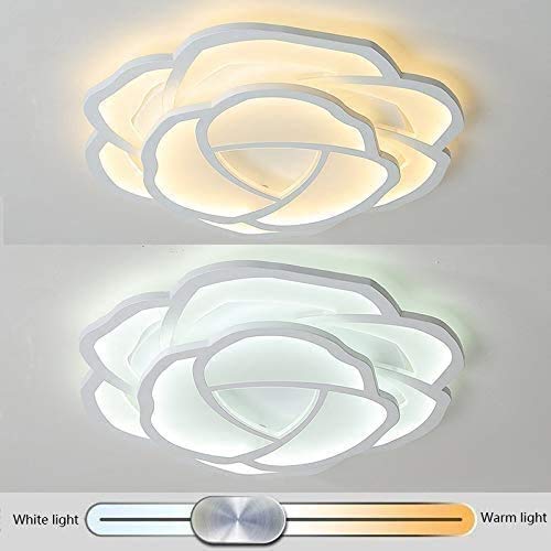 Dimmable LED Ceiling Light with Remote Control - Modern White Floral Design for Bedroom, Living Room & Kitchen - Stainless Steel Bracket Light - Perfect for Ambient Lighting & Home Decor