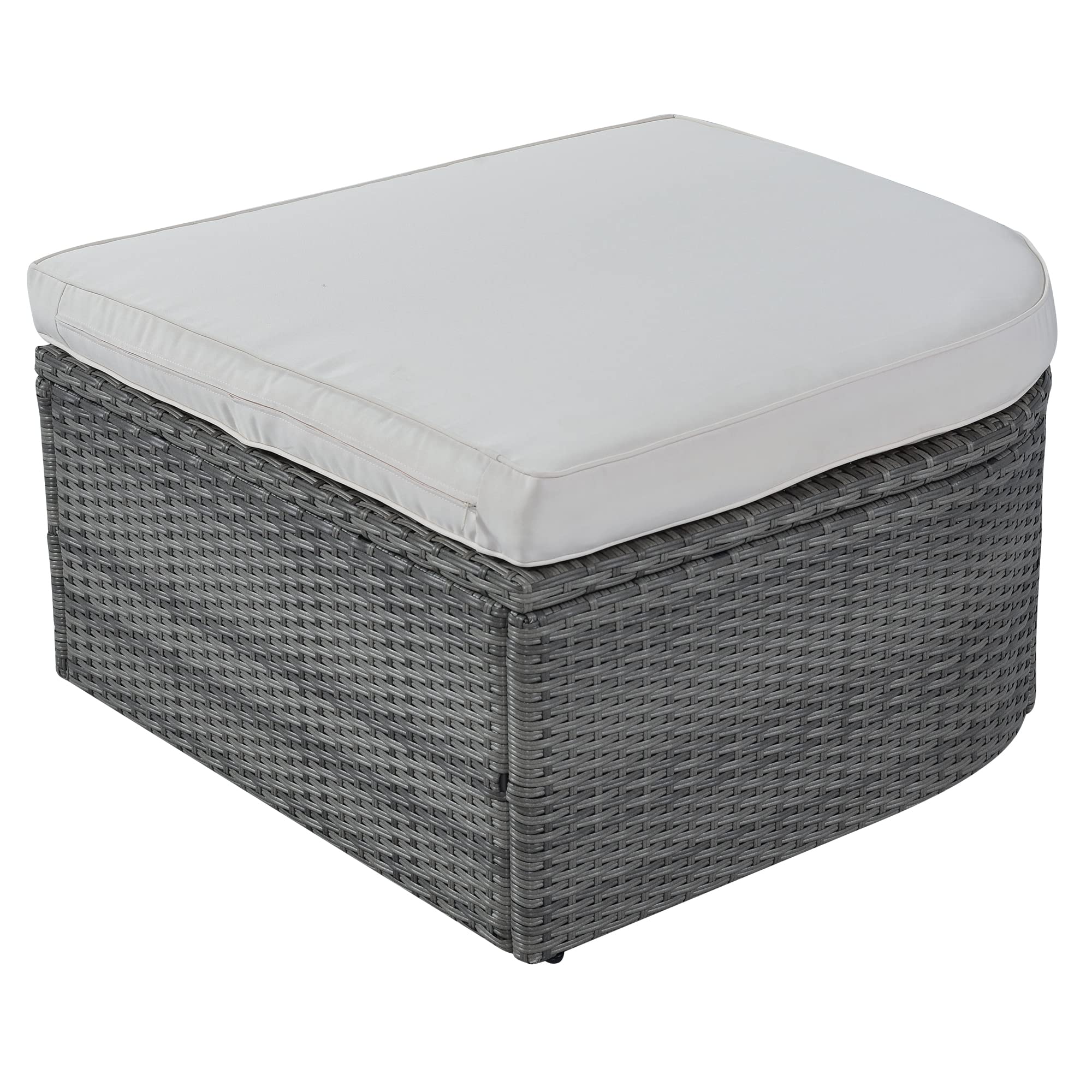 Outdoor Patio Furniture Sectional Sofa Set - UV-Resistant All-Weather Resin Wicker Daybed with Adjustable Canopy | Perfect for Backyard, Poolside & Garden Relaxation
