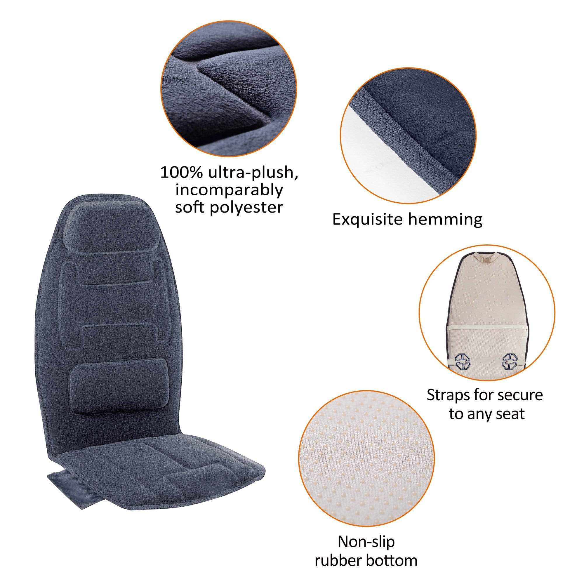 Snailax Heated Massage Seat Cushion with Memory Foam Support - Neck & Lumbar Pain Relief for Office Chair, Car Seat & Home Use