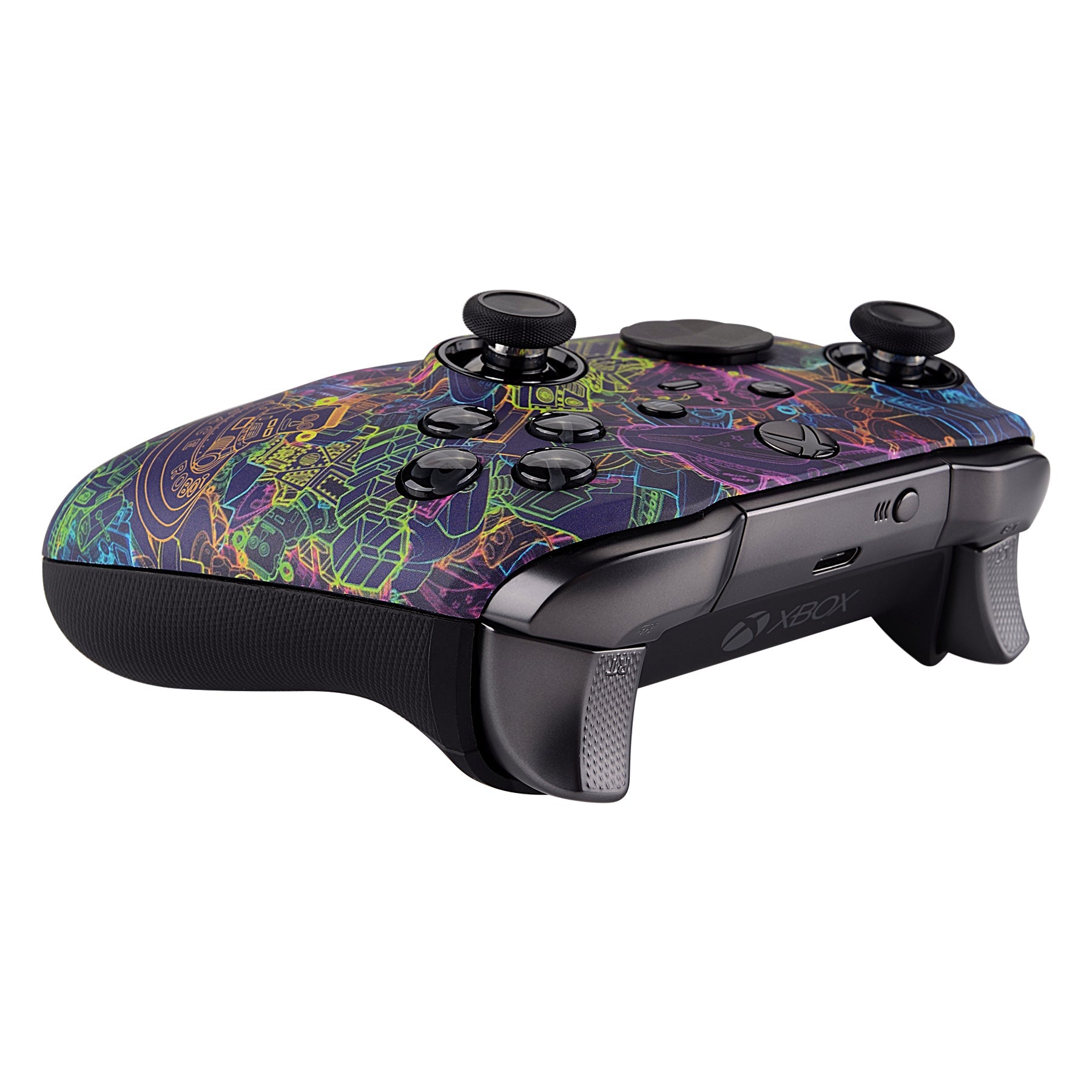 eXtremeRate Replacement Front Housing Shell Case with Accent Rings for Xbox One Elite Series 2 & Elite 2 Core Controller (Model 1797) - Neon Novel Design | Custom Gaming Accessories | Perfect for Competitive Gaming & Controller Modding