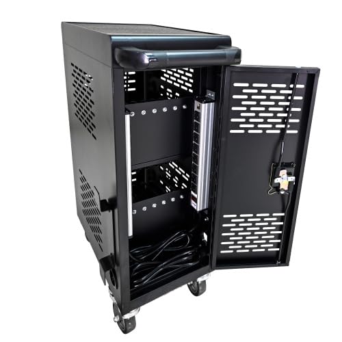16-Slot Charging Cart for Laptops & Tablets - Universal Mobile Device Charging Station with Cord Management - Fits iPad, Chromebooks & Devices Up to 16.3