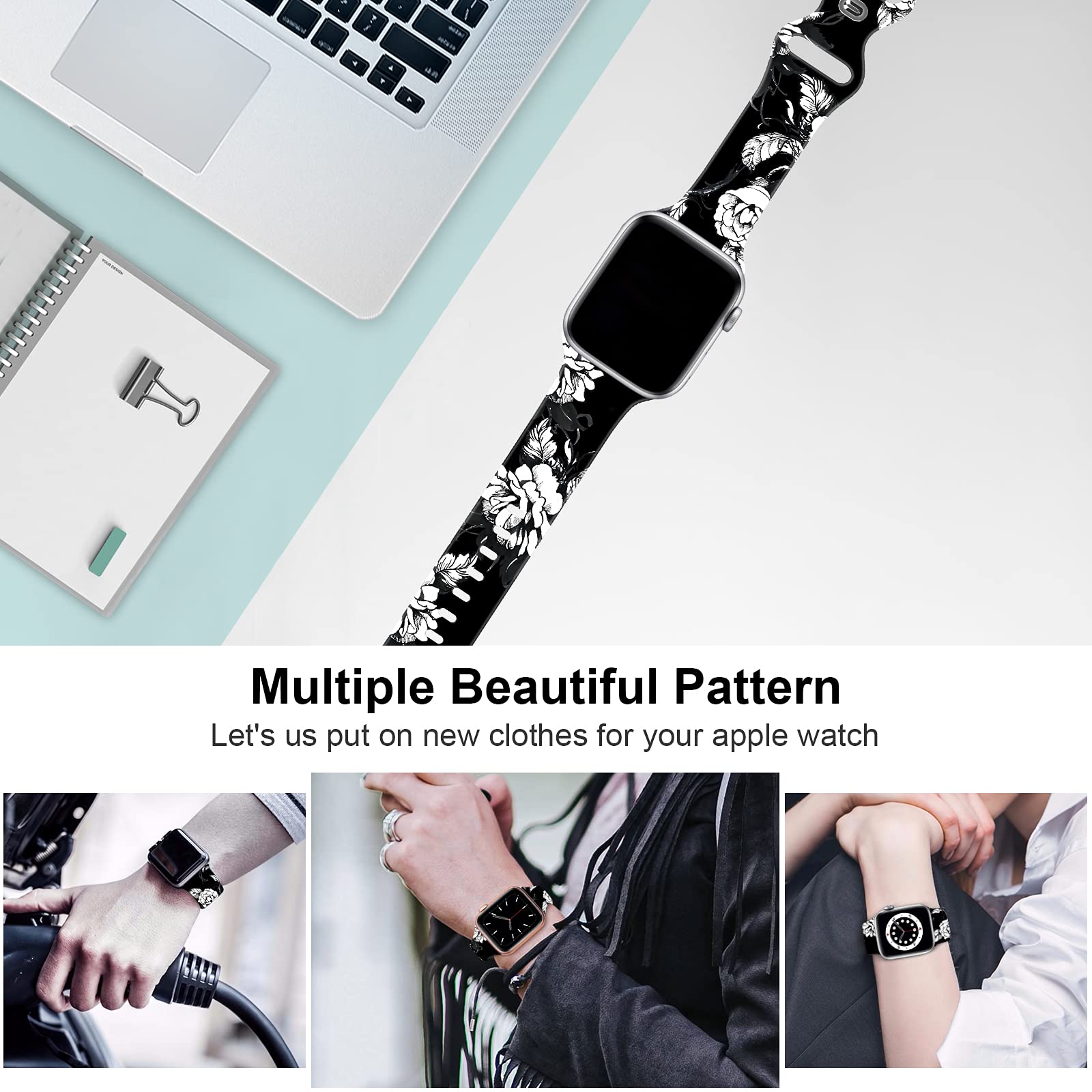 Soft Silicone Apple Watch Bands for 38mm/40mm/42mm/44mm - Sport Replacement Strap Compatible with iWatch Series 6/5/4/3/2/1/SE - Breathable & Comfortable for Men & Women - Perfect for Running, Gym & Daily Wear