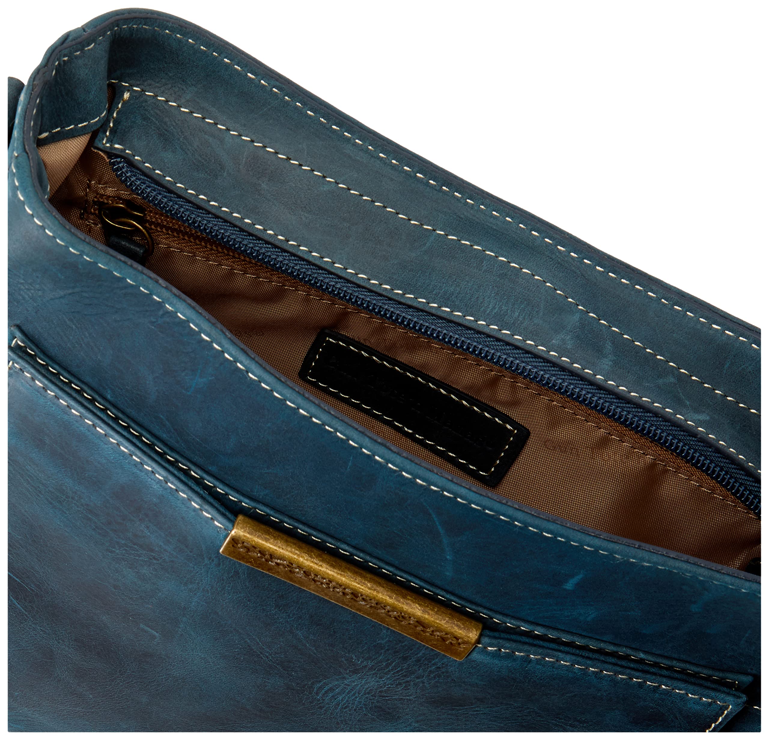 Gun Tote'n Mamas Women's Concealed Carry Crossbody Bag - Distressed Buffalo Leather Organizer (Blue, Medium) | Perfect for Everyday Carry, Travel & Outdoor Activities