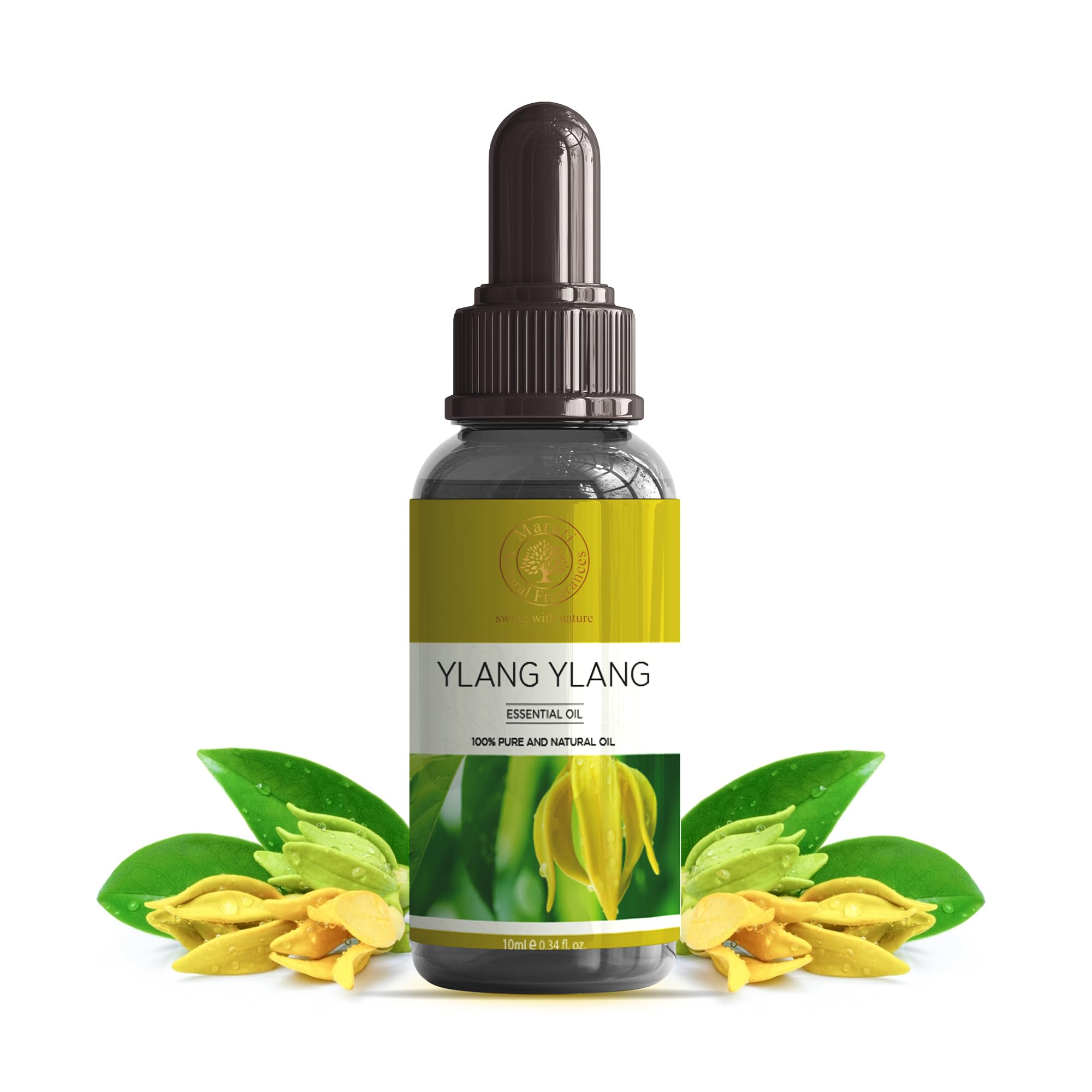 **MARUTI 100% Pure Ylang Ylang Essential Oil (10ml) - Undiluted, Therapeutic Grade for Aromatherapy, Pain Relief, Skin & Hair Care - Use in Diffusers, Massage, Steam Inhalation & DIY Beauty**