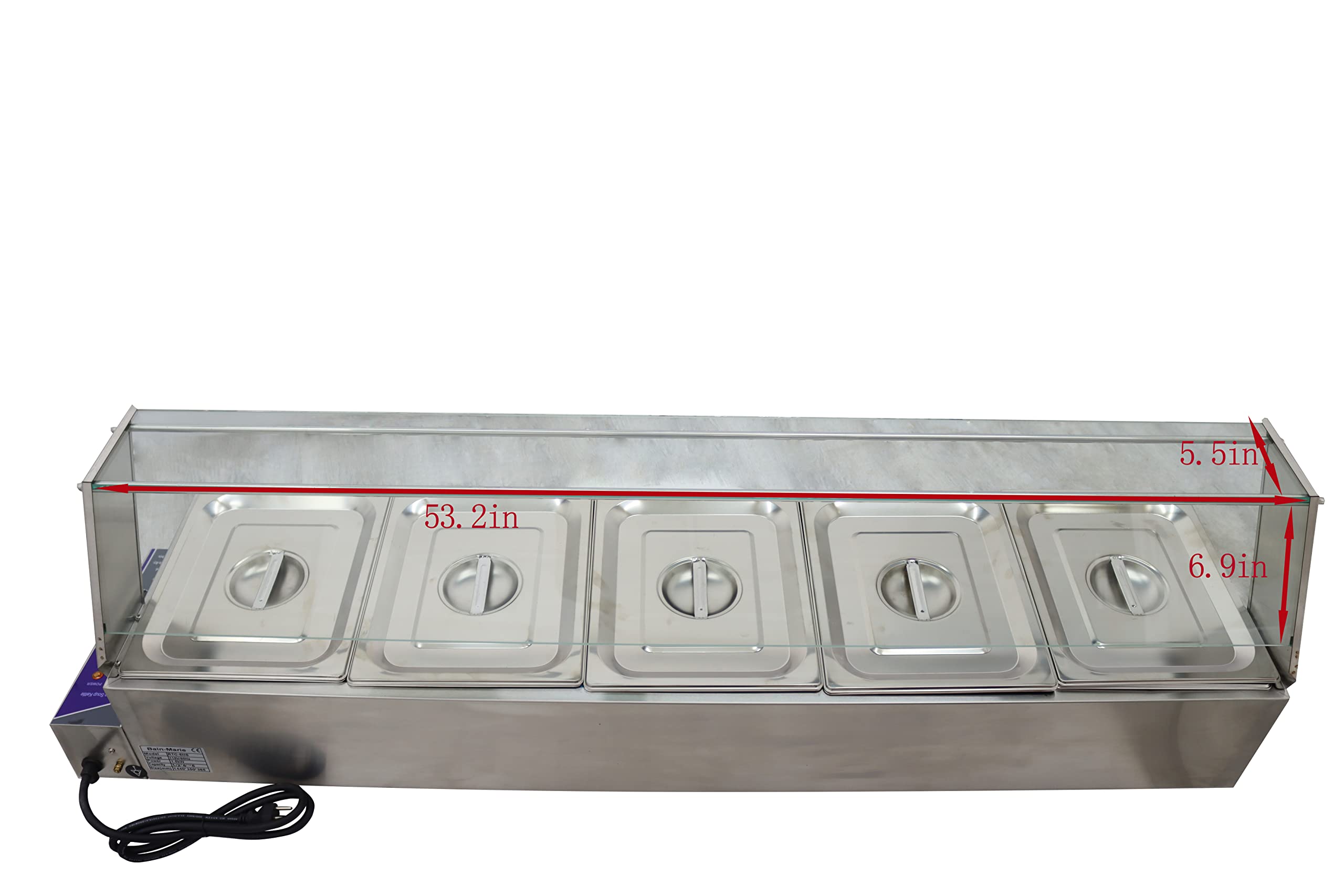 INTBUYING 5-Pan Commercial Food Warmer Steam Table - Stainless Steel Buffet Catering Equipment for Restaurants, Hotels & Events - Perfect for Keeping Breakfast, Lunch & Dinner Dishes Warm