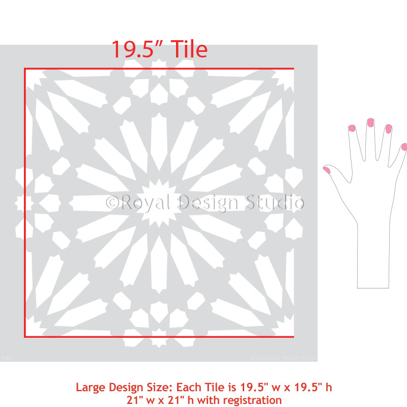 Baraka Tile Stencil - Reusable DIY Floor & Wall Stenciling Kit for Home Decor, Bathroom, Kitchen Backsplash - Perfect for Painting, Mosaic & Geometric Patterns