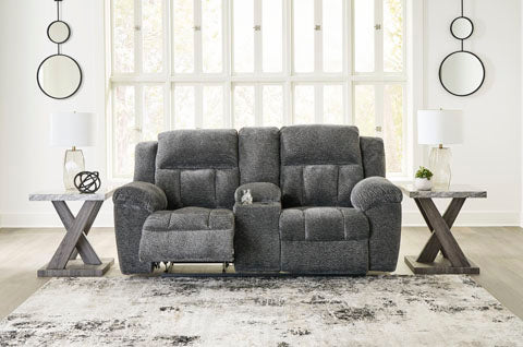 Frohn Graphite Reclining Loveseat Sofa - Modern 2-Seater Recliner with Adjustable Backrest for Living Room, Home Theater & Small Spaces