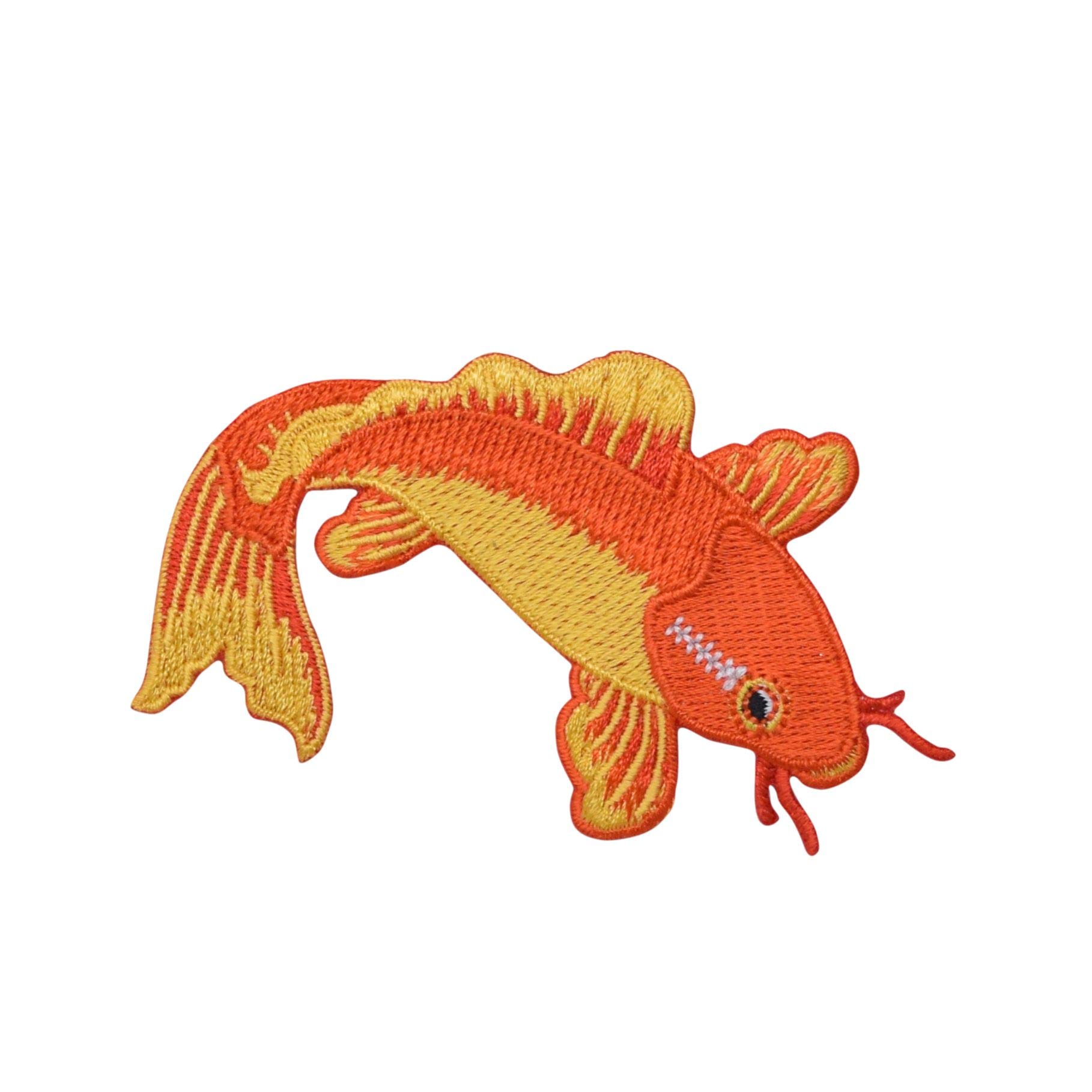 Orange & Yellow Koi Fish Embroidered Iron-On Patch - Japanese Ornamental Carp Design - Perfect for Jackets, Bags & DIY Crafts
