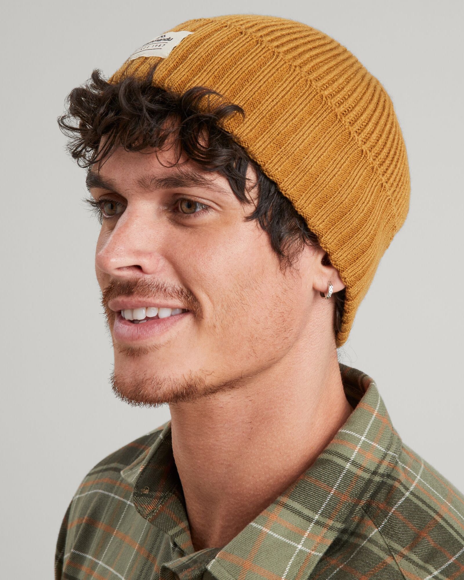 Kathmandu Badge Beanie - Golden Oak Winter Hat for Men & Women - Warm Knit Beanie for Outdoor Activities, Hiking, and Cold Weather Fashion
