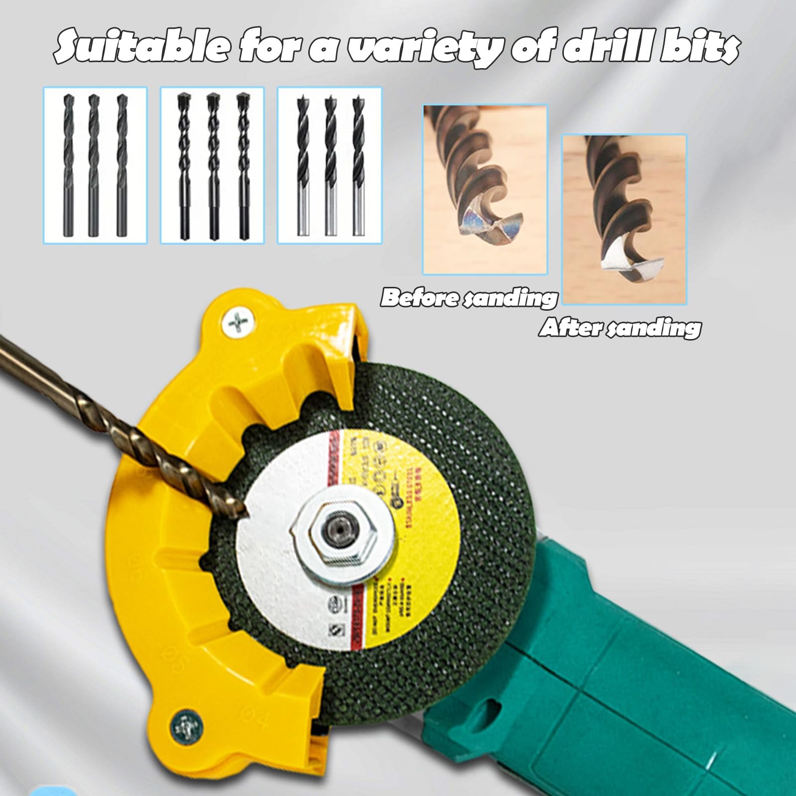 2025 Professional Drill Bit Sharpener - Universal Angle Grinder Attachment for All Drill Bits, Multipurpose Grinding & Sharpening Jig with Multi-Specification Compatibility | Perfect for DIY, Woodworking & Metalworking Projects