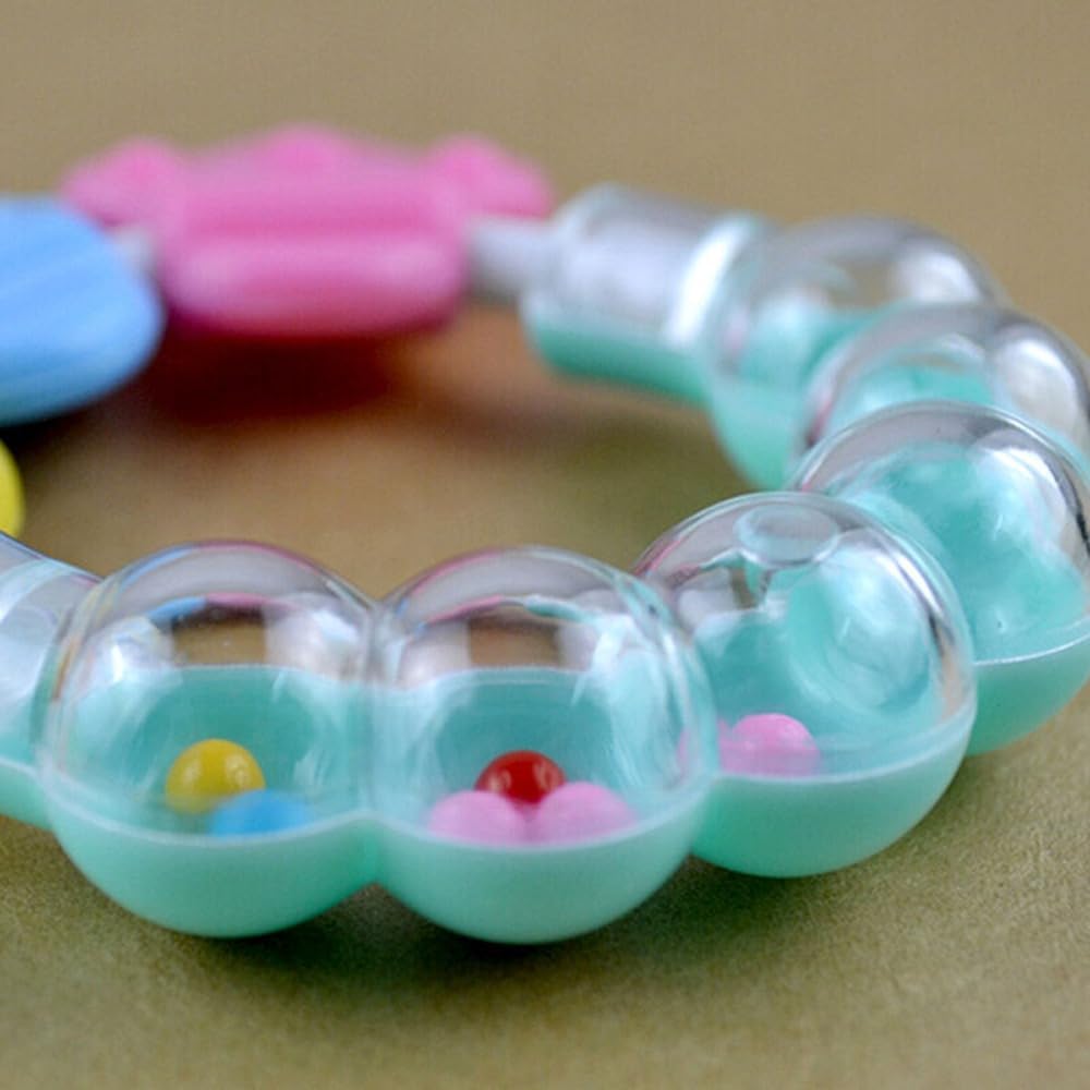 Kritiu BPA-Free Silicone Baby Rattle Nibbler & Spoon Set - Safe Teething Toys for Infants 6+ Months - Green & Pink Baby Feeding Essentials for Soothing Gums & Learning Self-Feeding | Perfect for On-the-Go, Daycare & First Foods