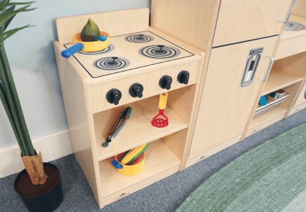 Natural Wooden Toddler Stove Toy - Pretend Play Kitchen Set for Kids Ages 2-5 | WB2325 | Perfect for Early Learning & Role Play Games