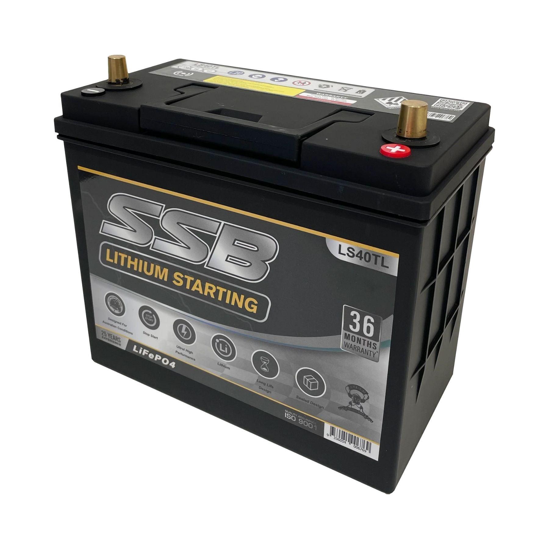 SSB 12V 40Ah 1000CCA Lithium Starting Battery - High Performance Lithium Ion Car Battery for Trucks, RVs, Boats & Powersports - Cold Cranking Power for Reliable Engine Starts in Extreme Weather